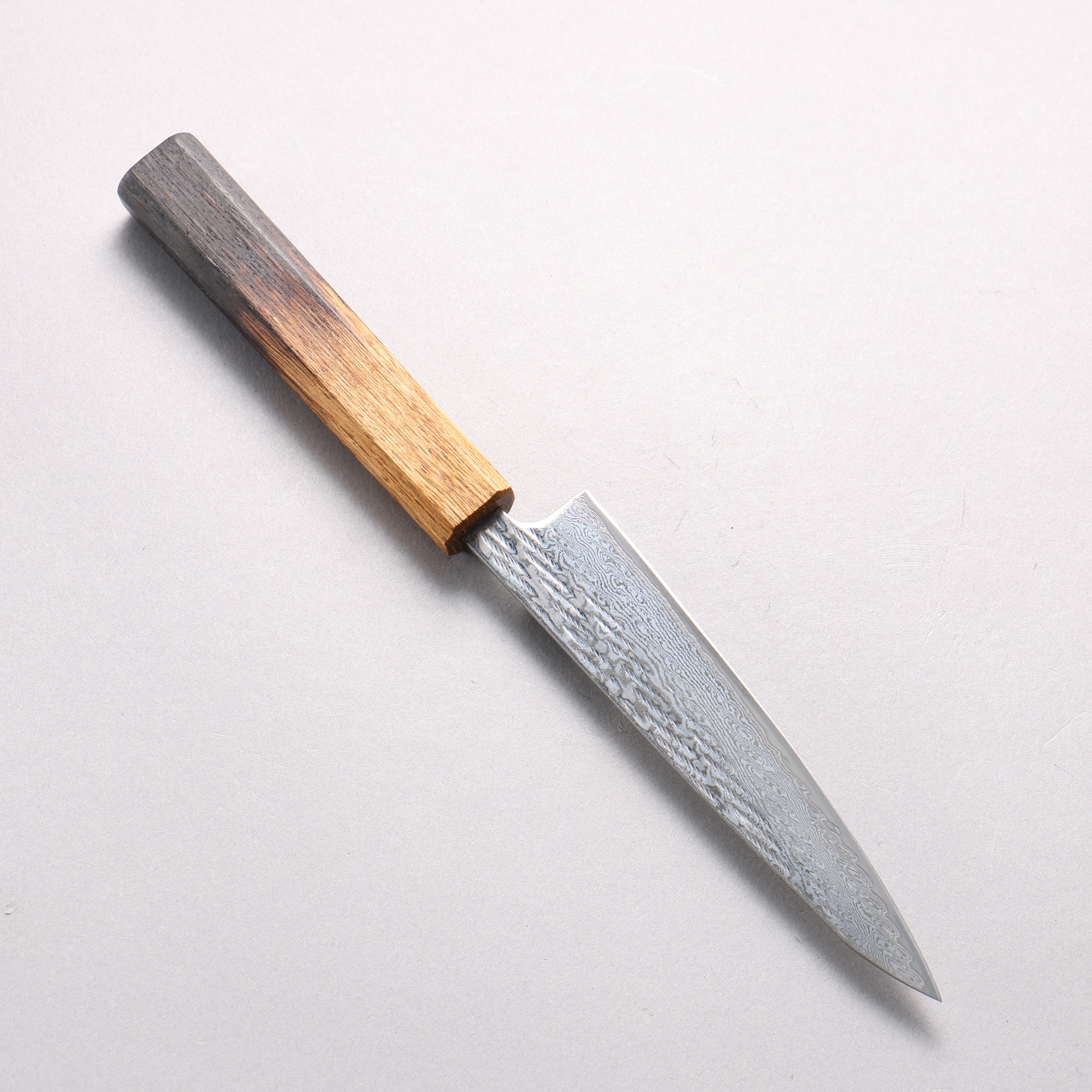 清助 AUS10 鎚目 大馬士革紋 繩索紋樣 多用途小刀 135mm 燒櫟木 握把 - 清助刃物