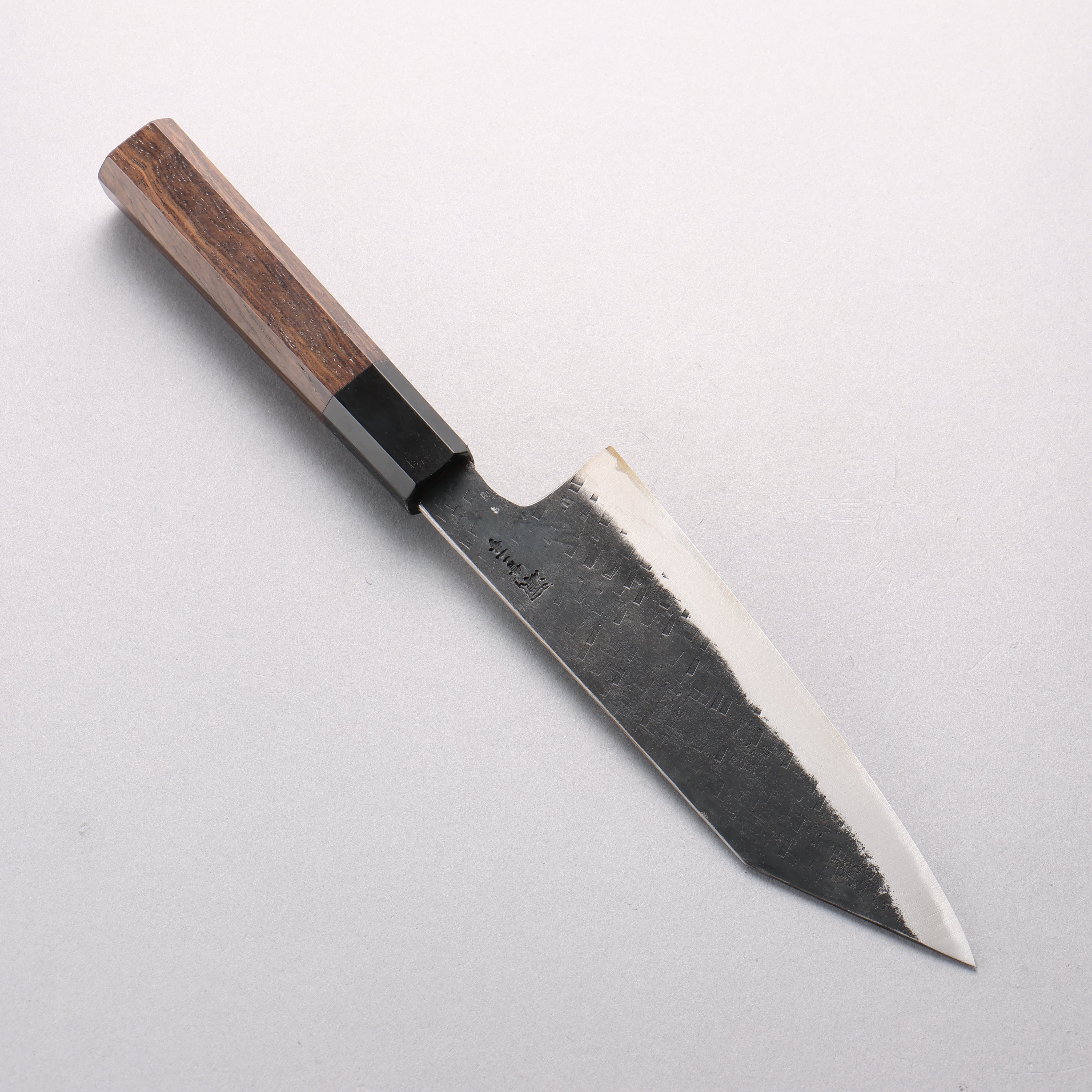 田中 誠貴 鐵火 青鋼二號 黑打 鎚目 (角) 切付三德刀 165mm 核桃木 握把 - 清助刃物