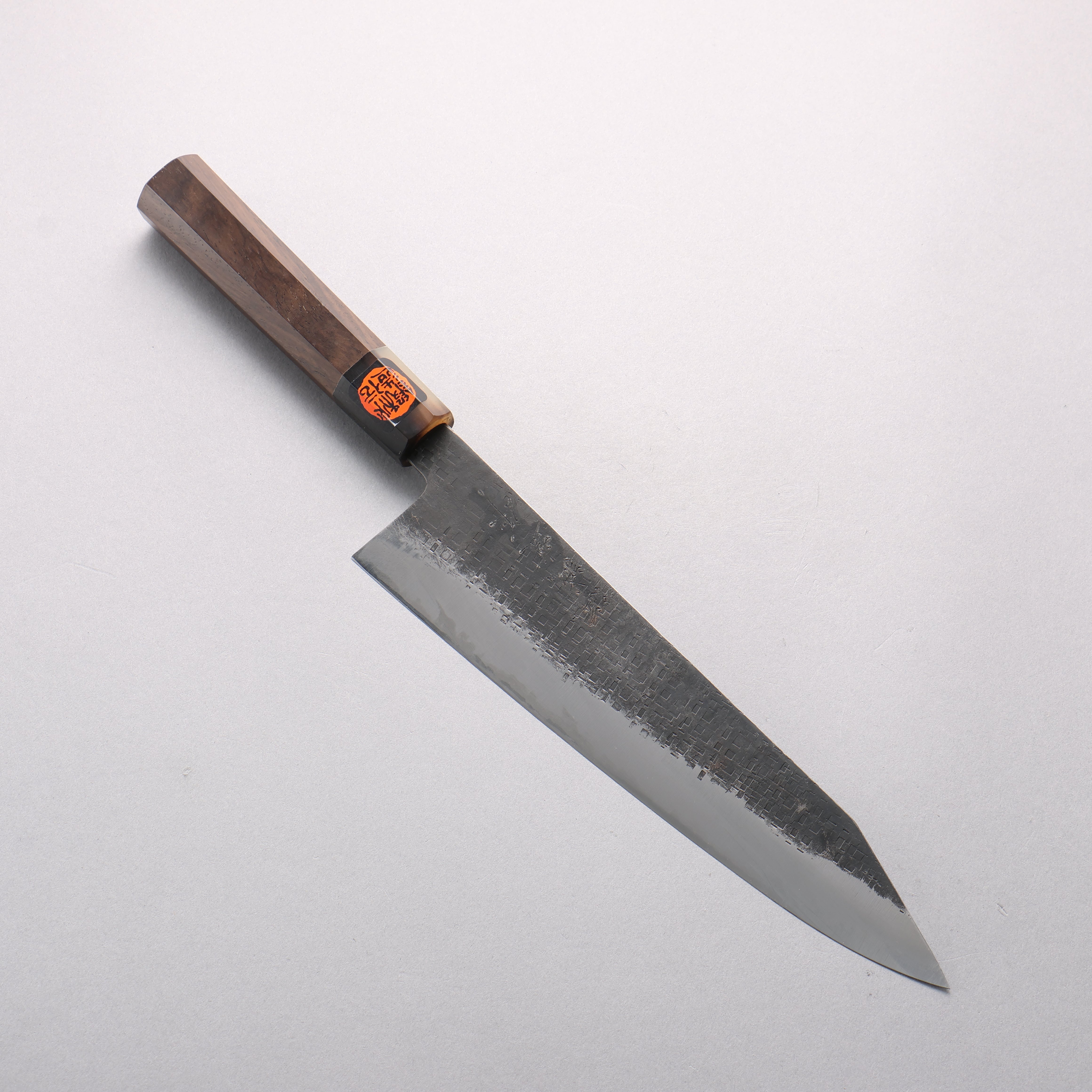 田中 誠貴 鐵火 青鋼二號 黑打 鎚目 (角) 切付牛刀 240mm 核桃木 握把 - 清助刃物