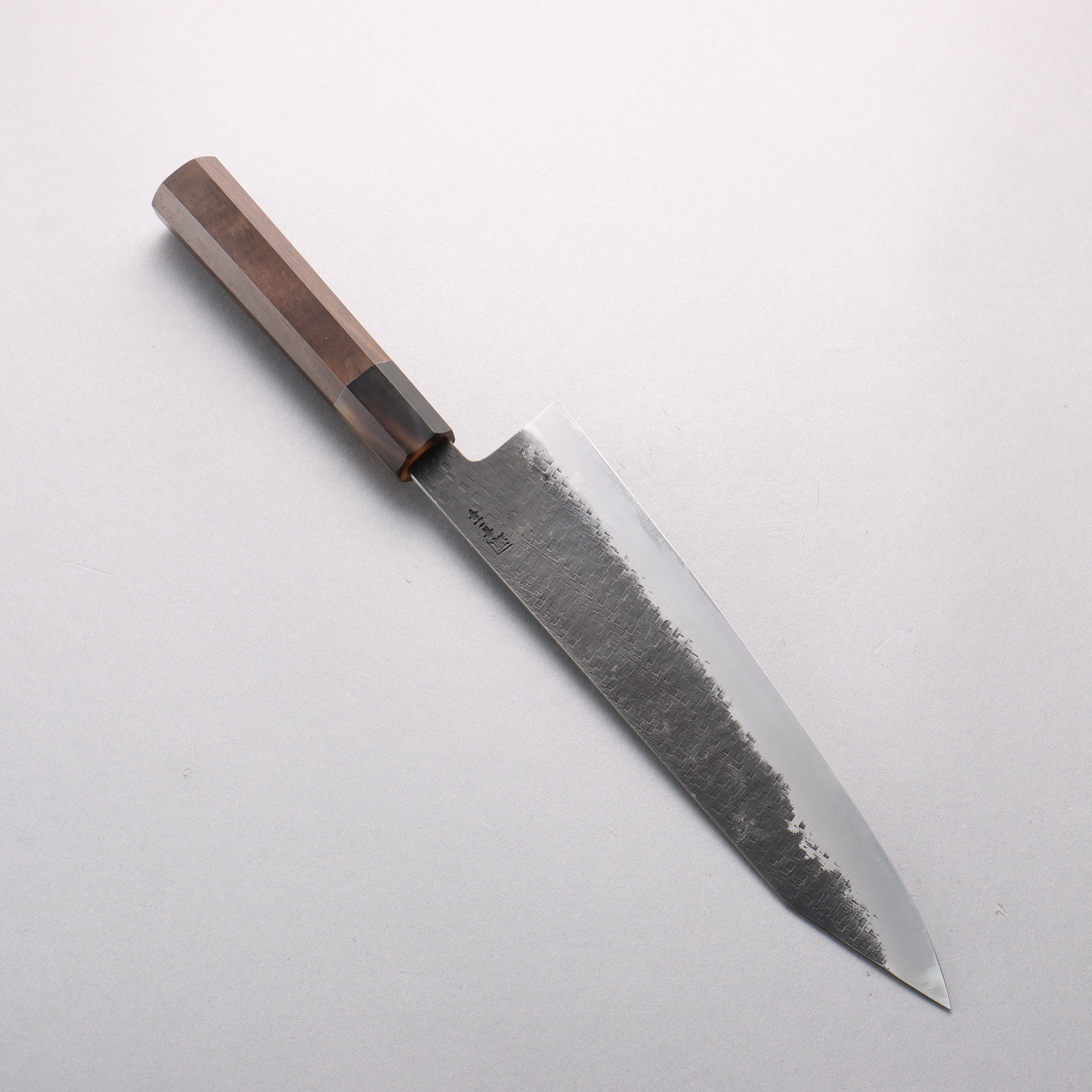 田中 誠貴 鐵火 青鋼二號 黑打 鎚目 (角) 切付牛刀 240mm 核桃木 握把 - 清助刃物
