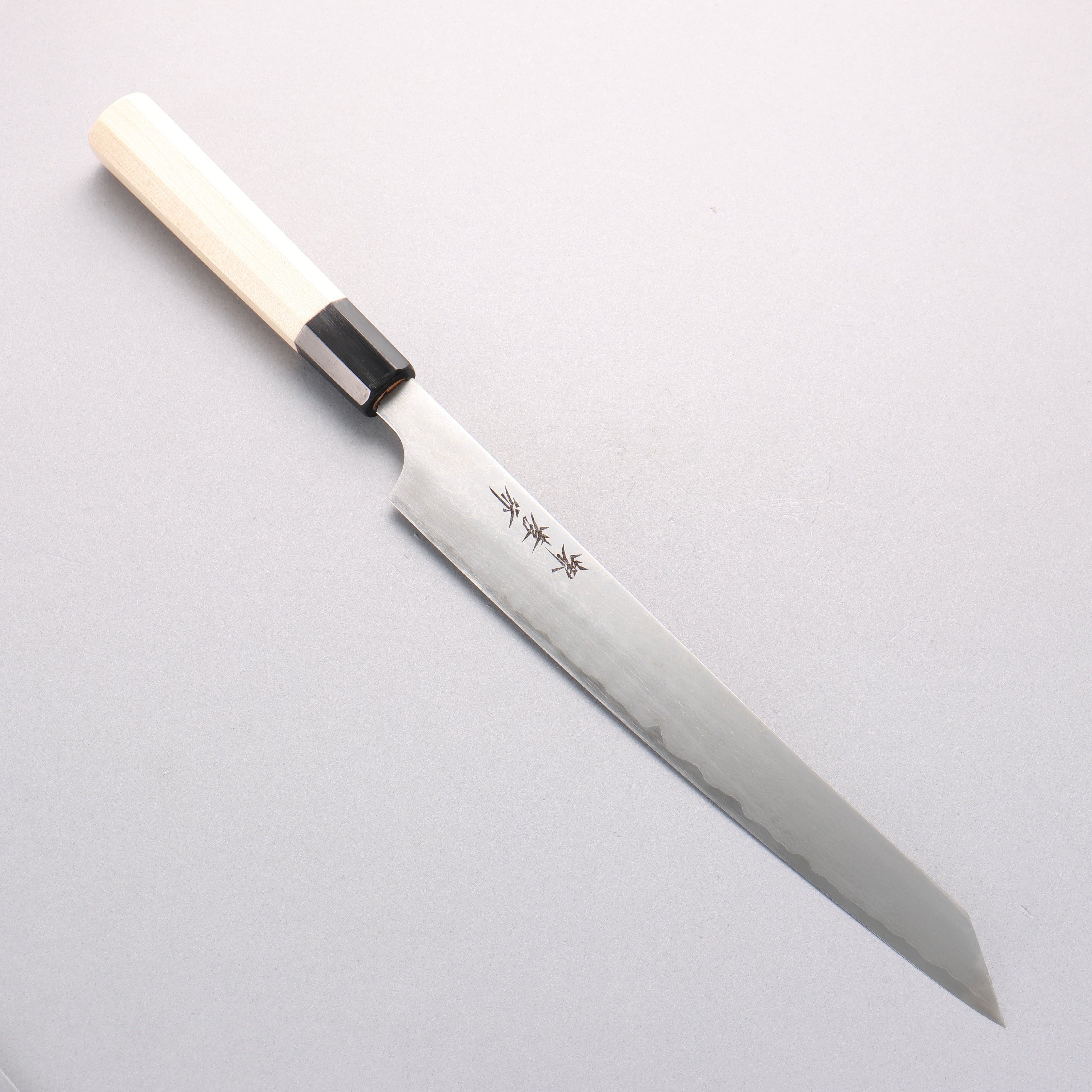 堺 孝行 銀三鋼 大馬士革紋 劍型柳刃 270mm 握把 - 清助刃物