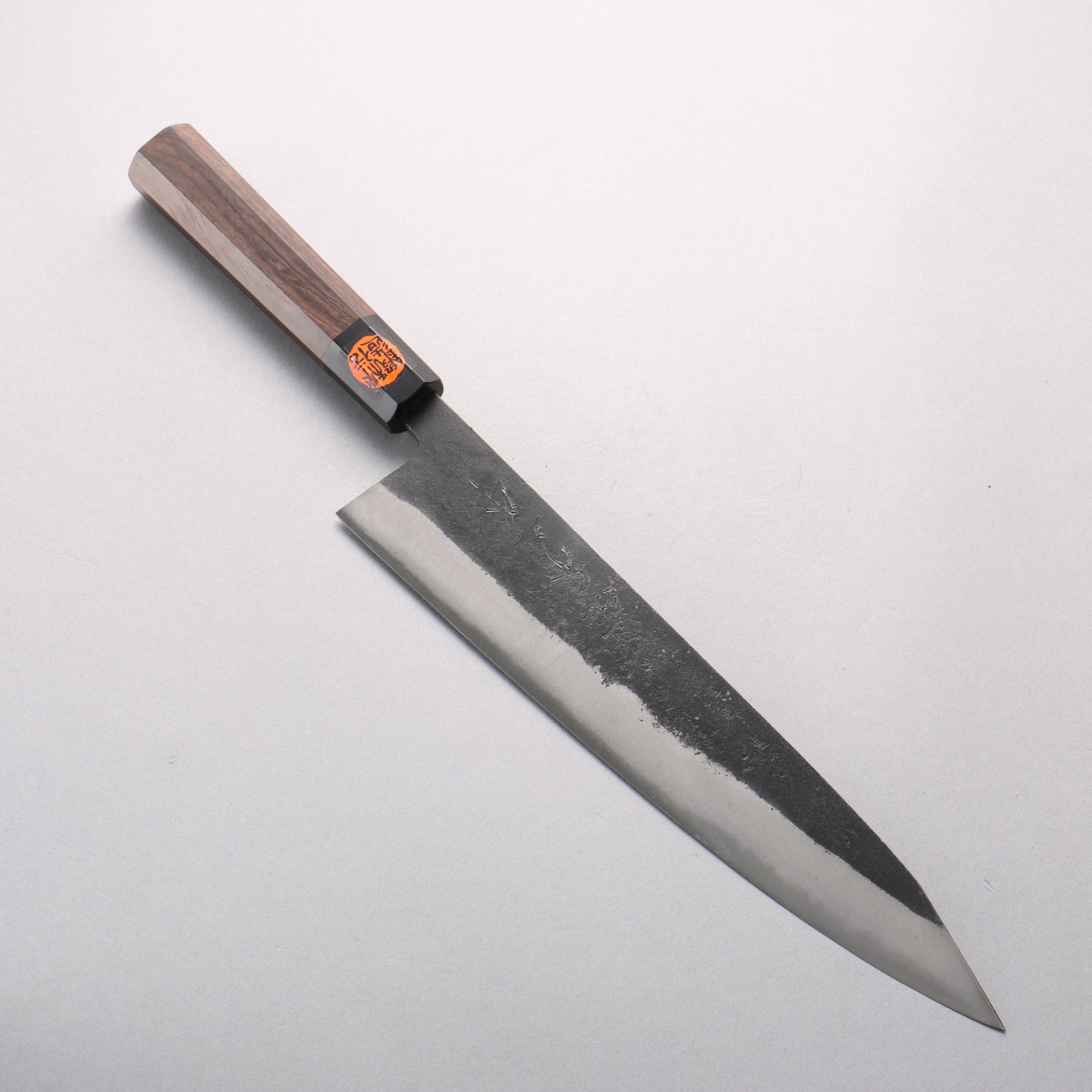 田中 誠貴 鐵火 青鋼二號 黑打 鎚目 (角) 切付牛刀 270mm 核桃木 握把 - 清助刃物
