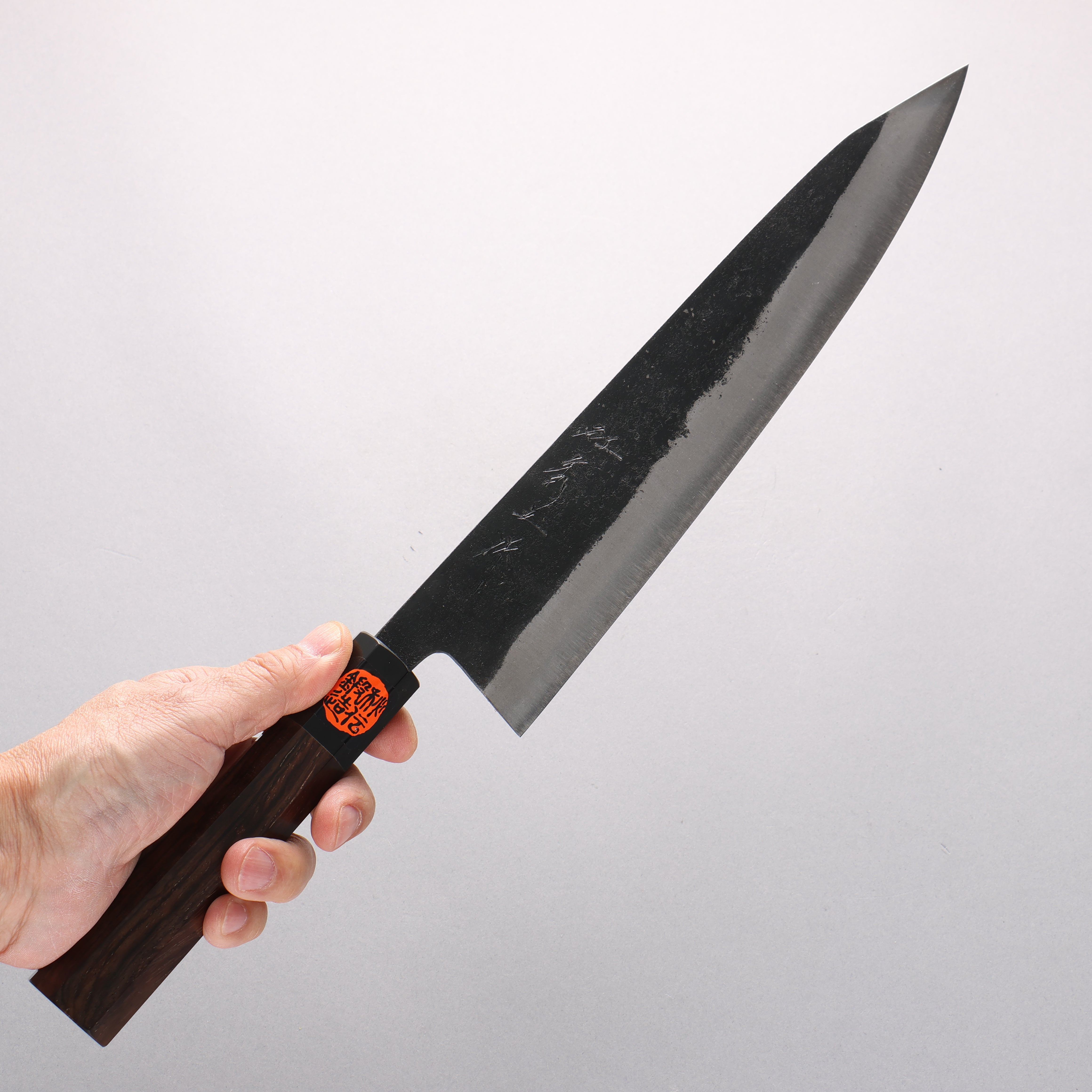 田中 誠貴 鐵火 青鋼二號 黑打 鎚目 (角) 切付牛刀 270mm 核桃木 握把 - 清助刃物