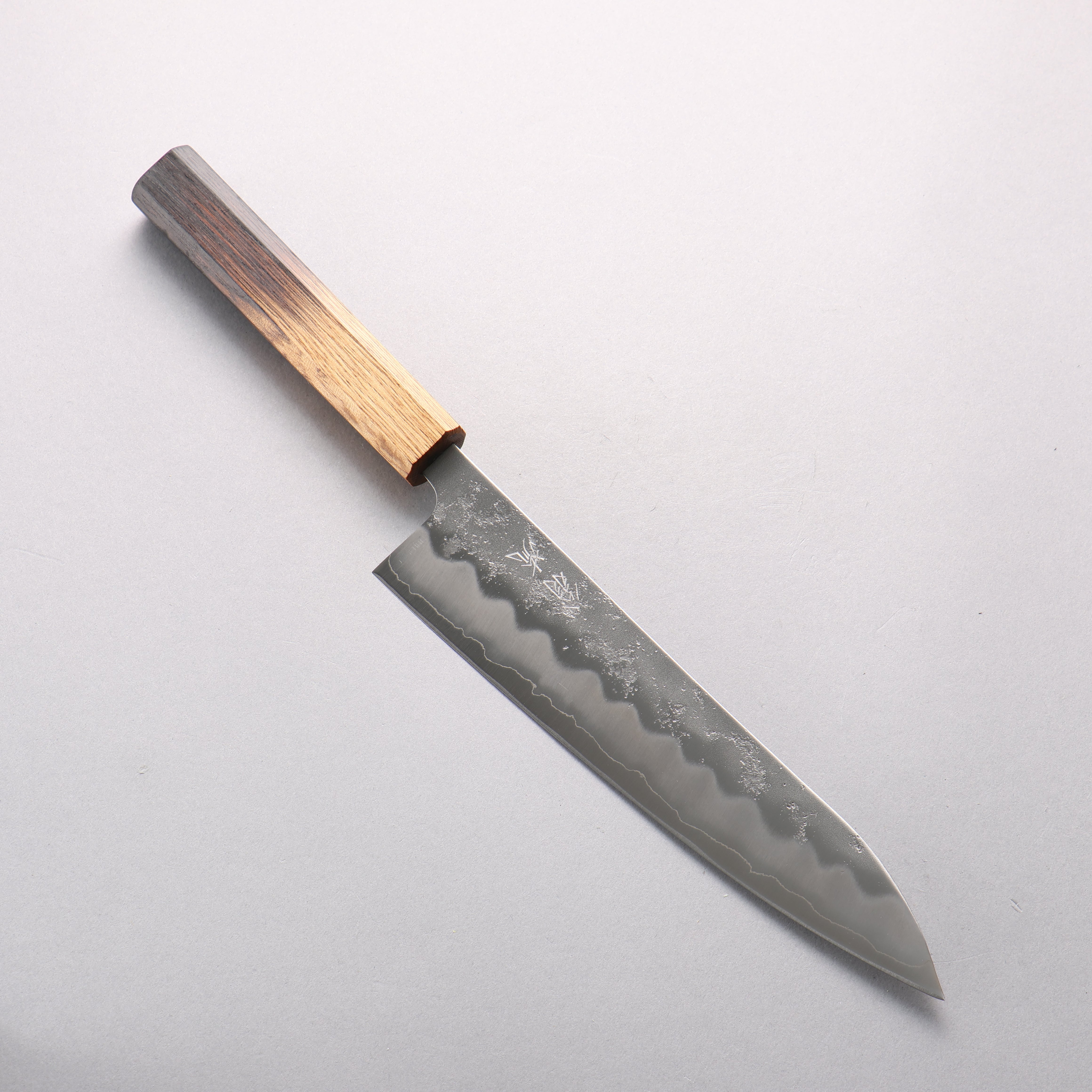 翁流 銀三鋼 梨地 牛刀 210mm 燒櫟木 握把 - 清助刃物