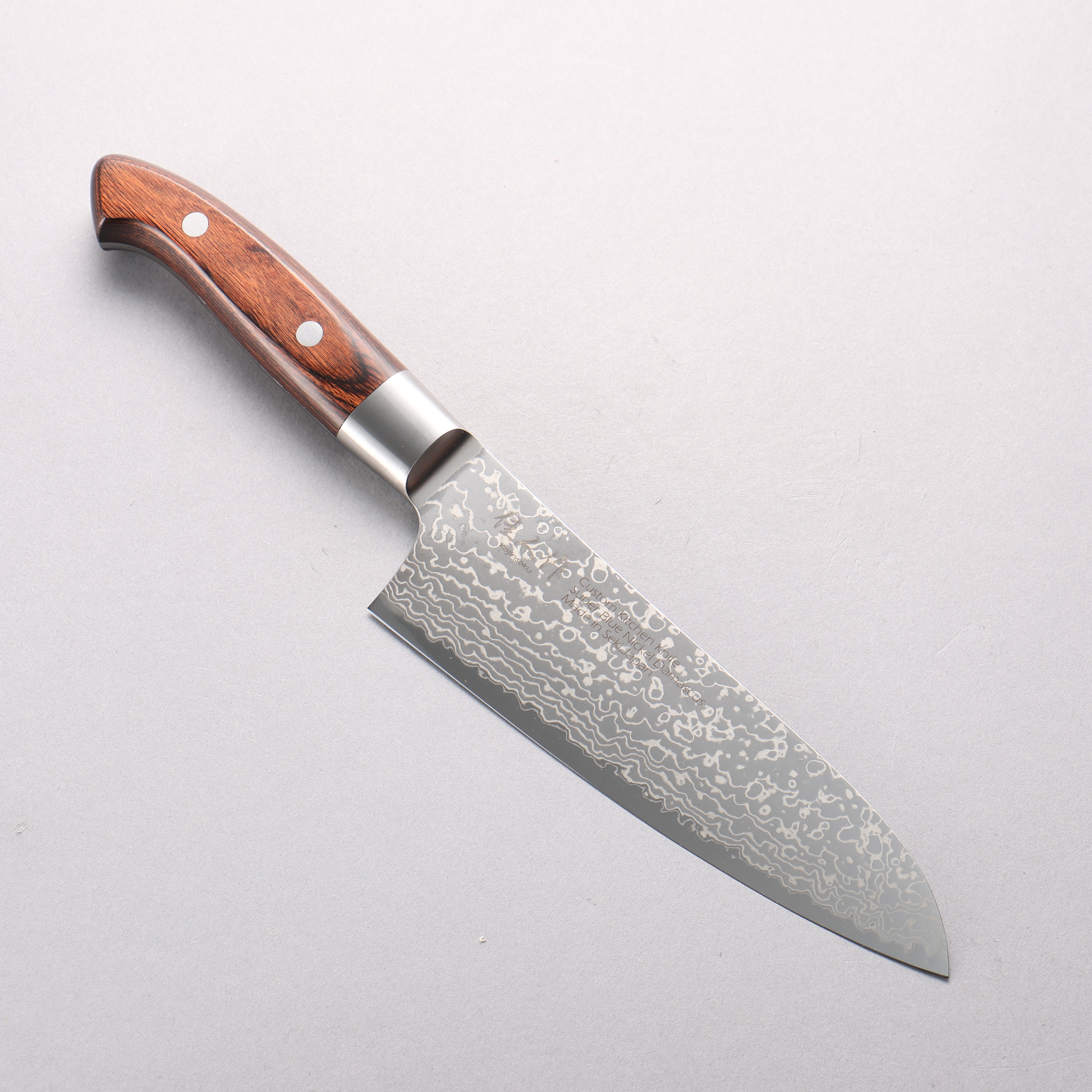 佳人 超級青鋼 大馬士革紋 三德刀 180mm 桃花心木 握把 - 清助刃物