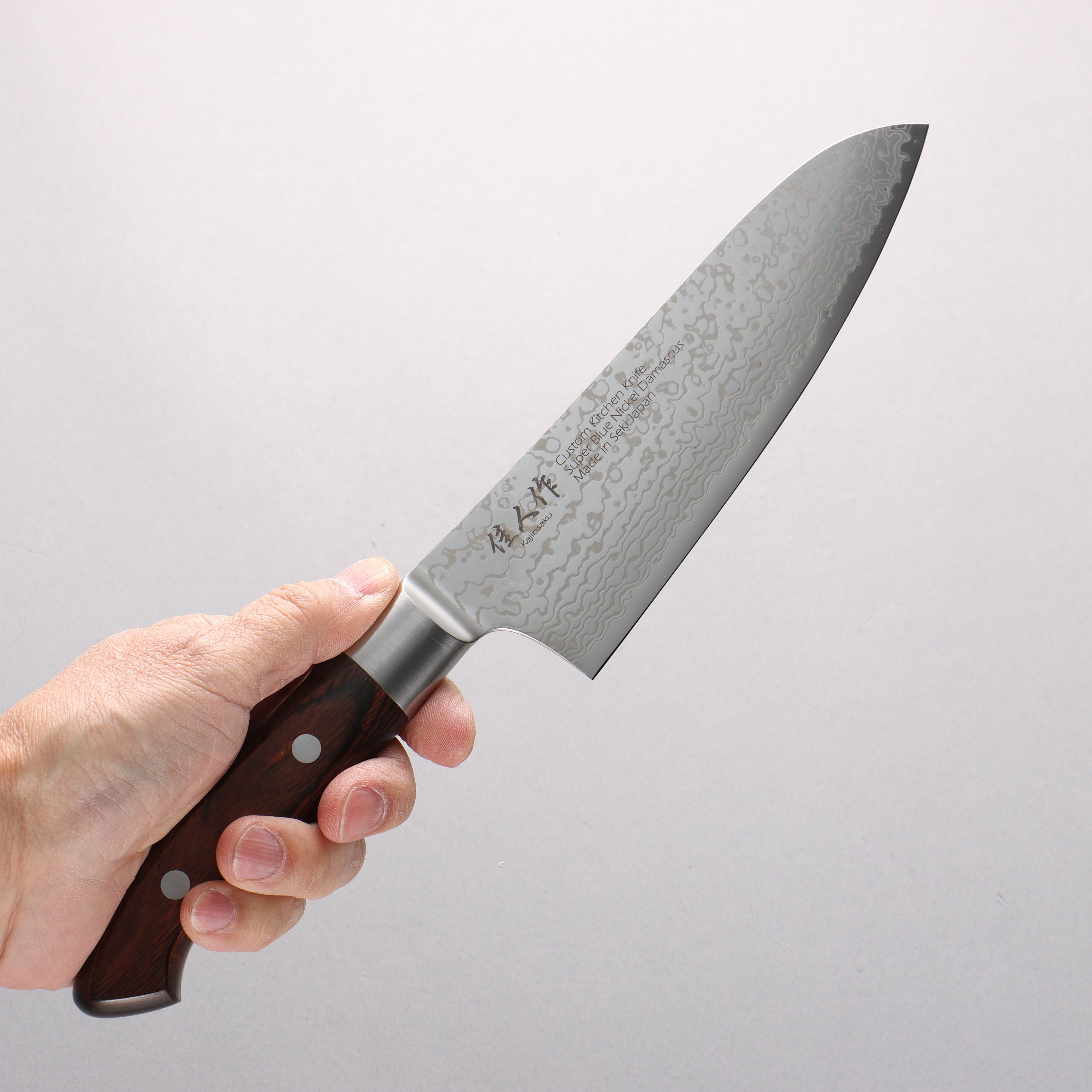 佳人 超級青鋼 大馬士革紋 三德刀 180mm 桃花心木 握把 - 清助刃物