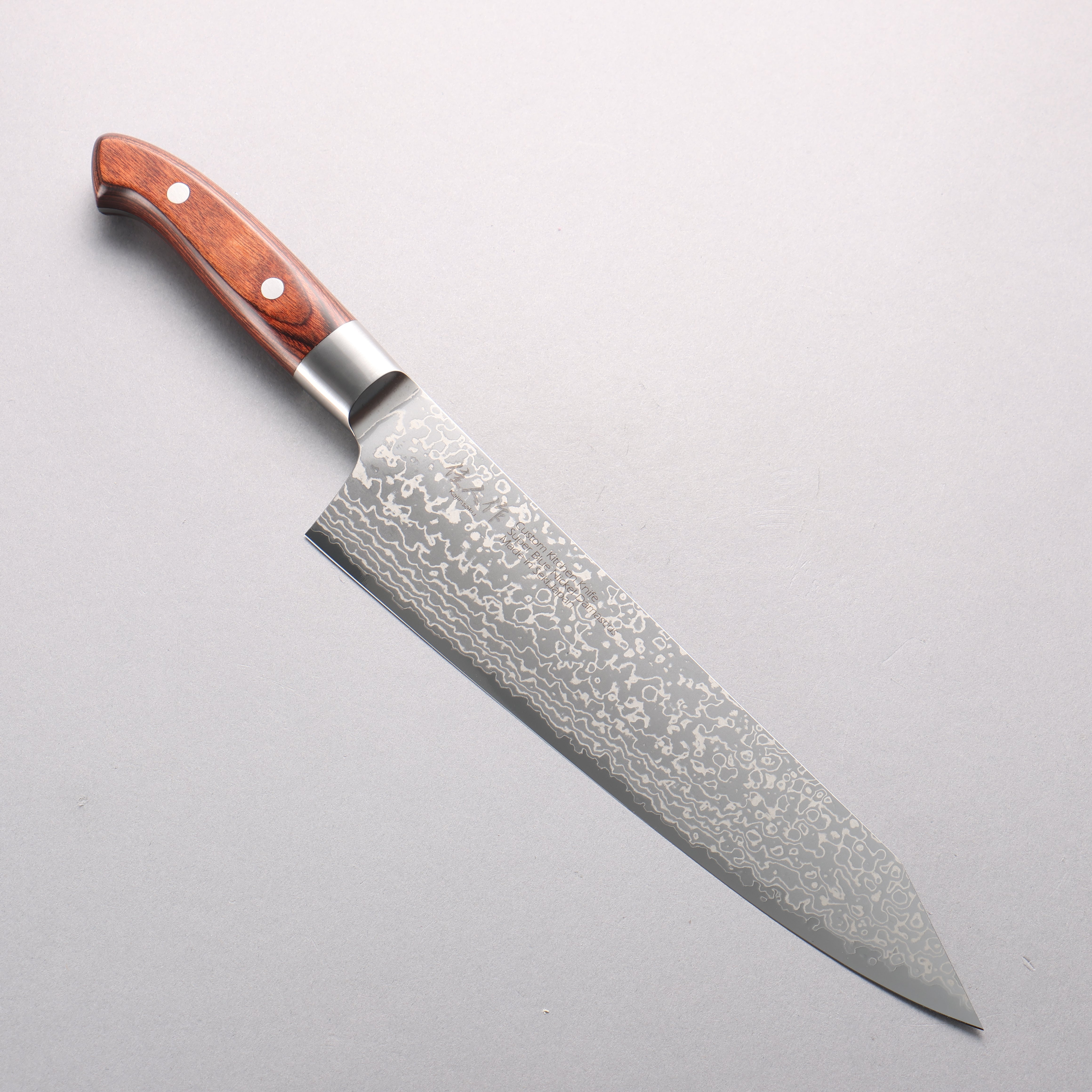 佳人 超級青鋼 大馬士革紋 切付牛刀 240mm 桃花心木 握把 - 清助刃物
