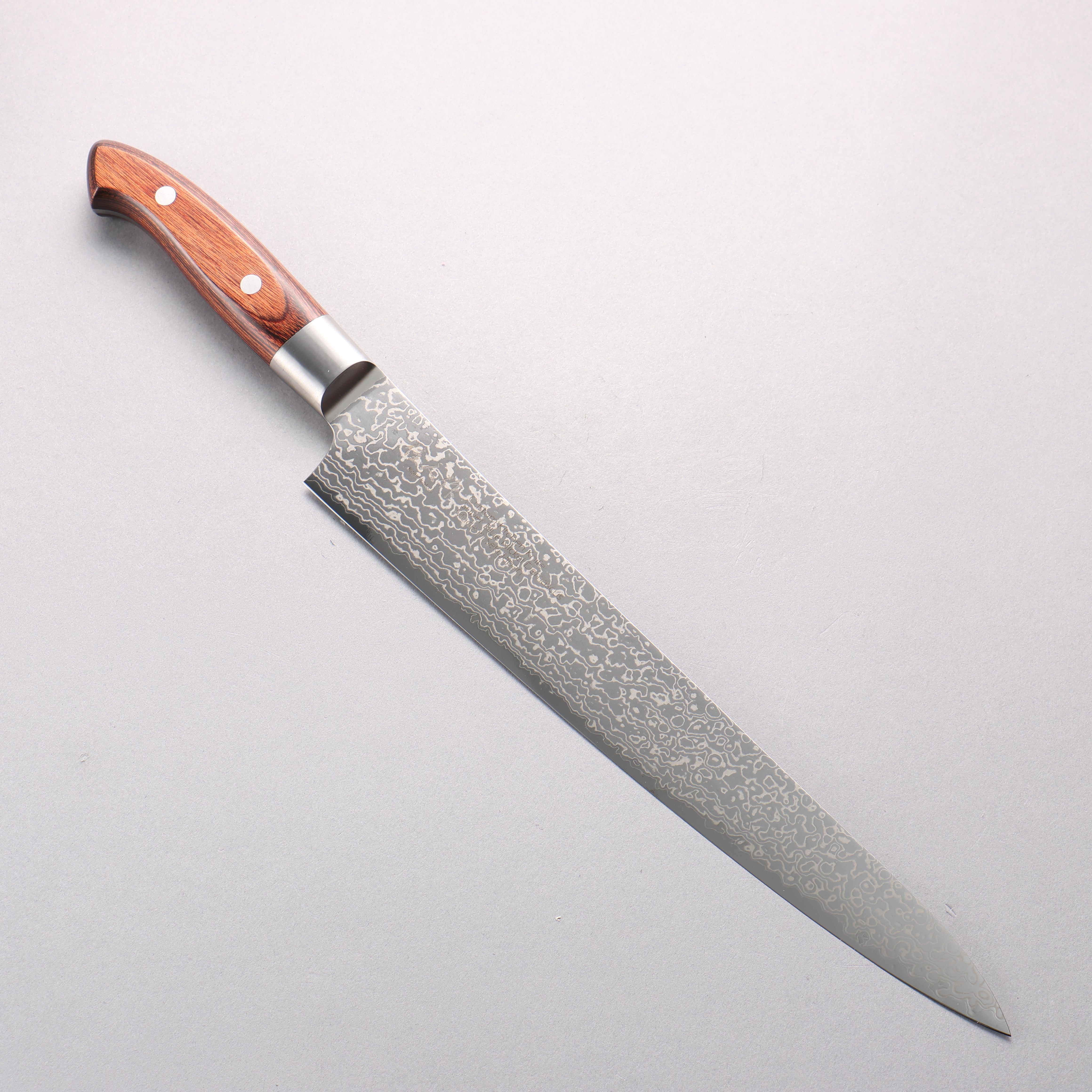 佳人 超級青鋼 大馬士革紋 筋引 270mm 桃花心木 握把 - 清助刃物