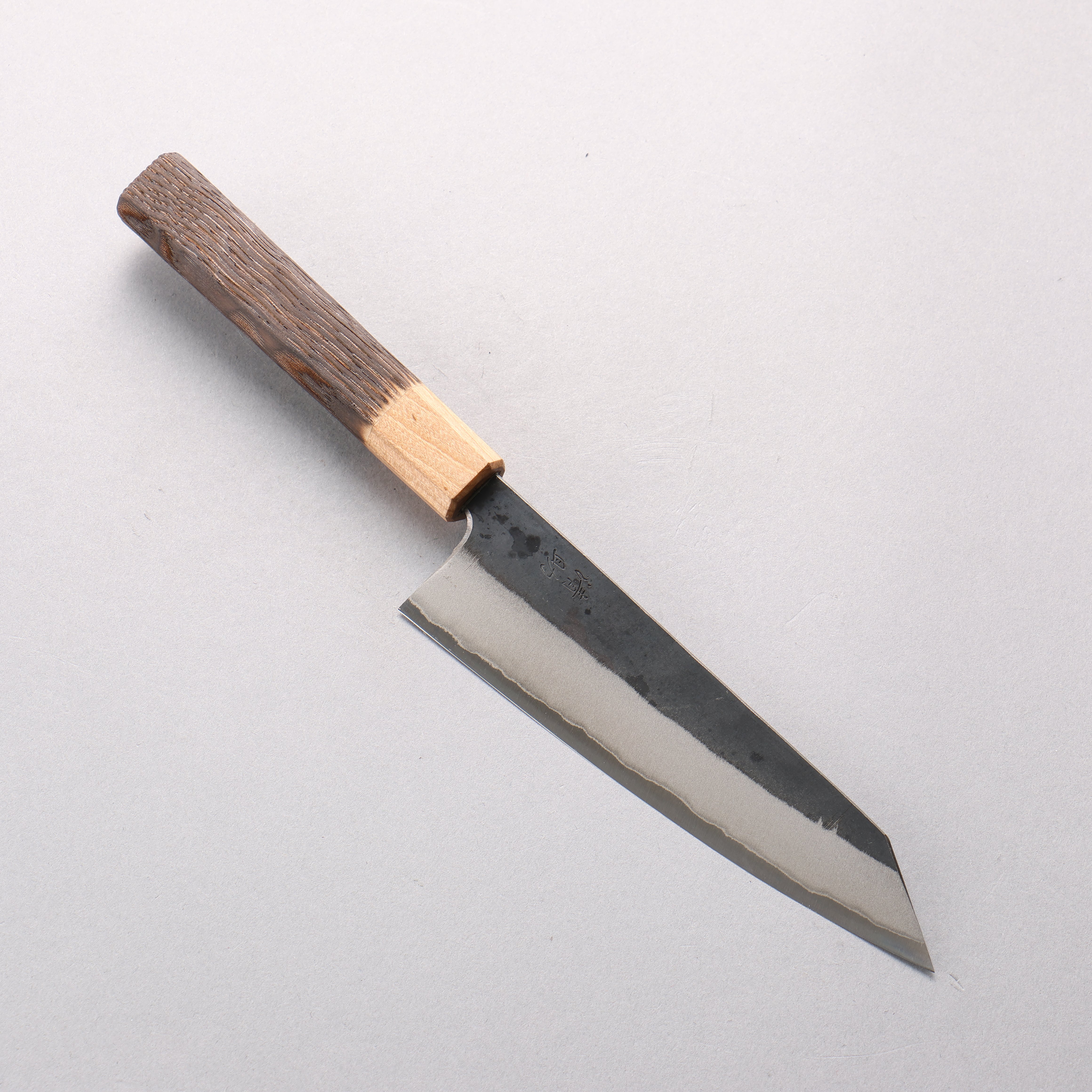 清助 青鋼二號 黑打 小文化刀 150mm 燒栗木(口輪:櫻花木) 握把 - 清助刃物