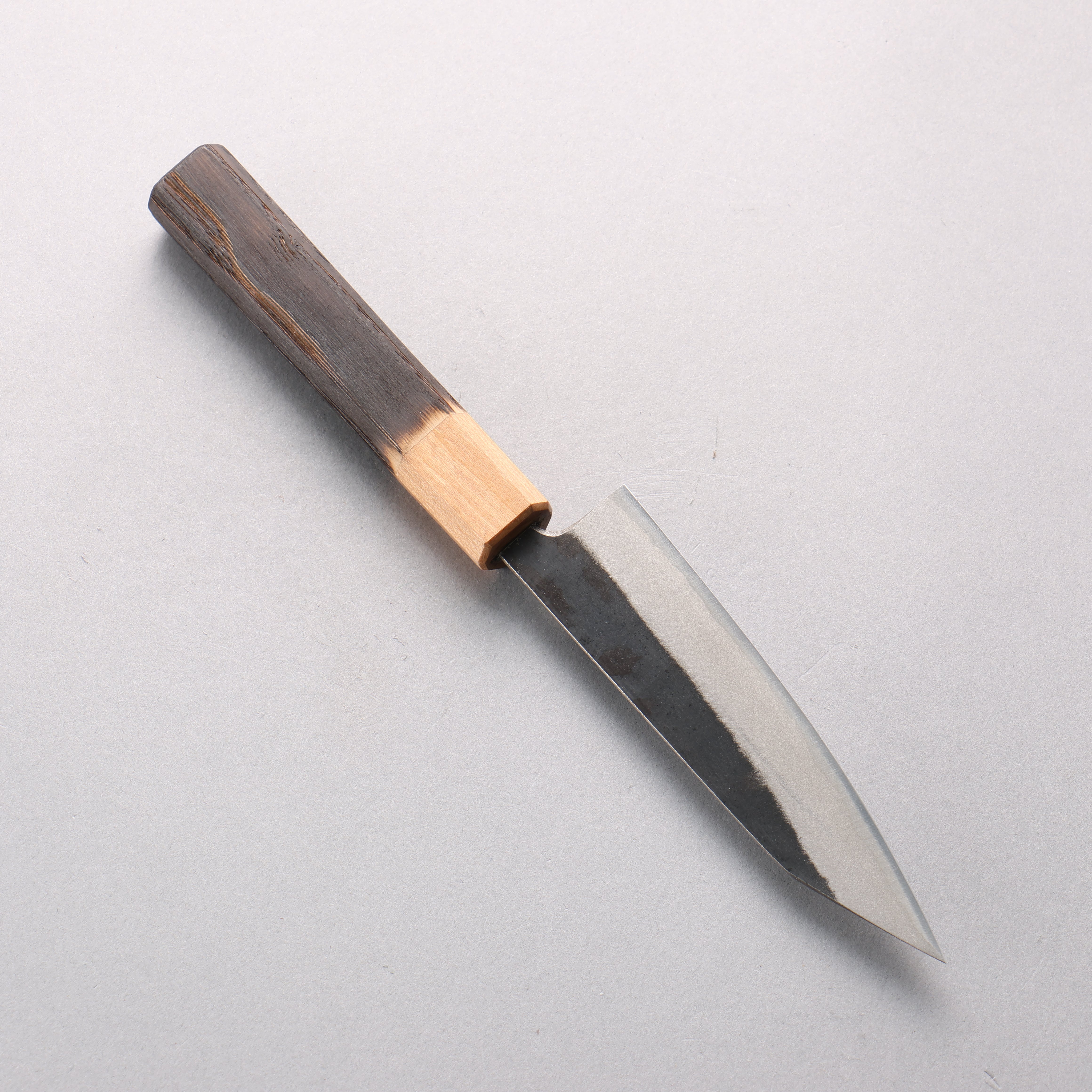 清助 青鋼二號 黑打 切付多用途小刀 120mm 燒栗木(口輪:櫻花木) 握把 - 清助刃物