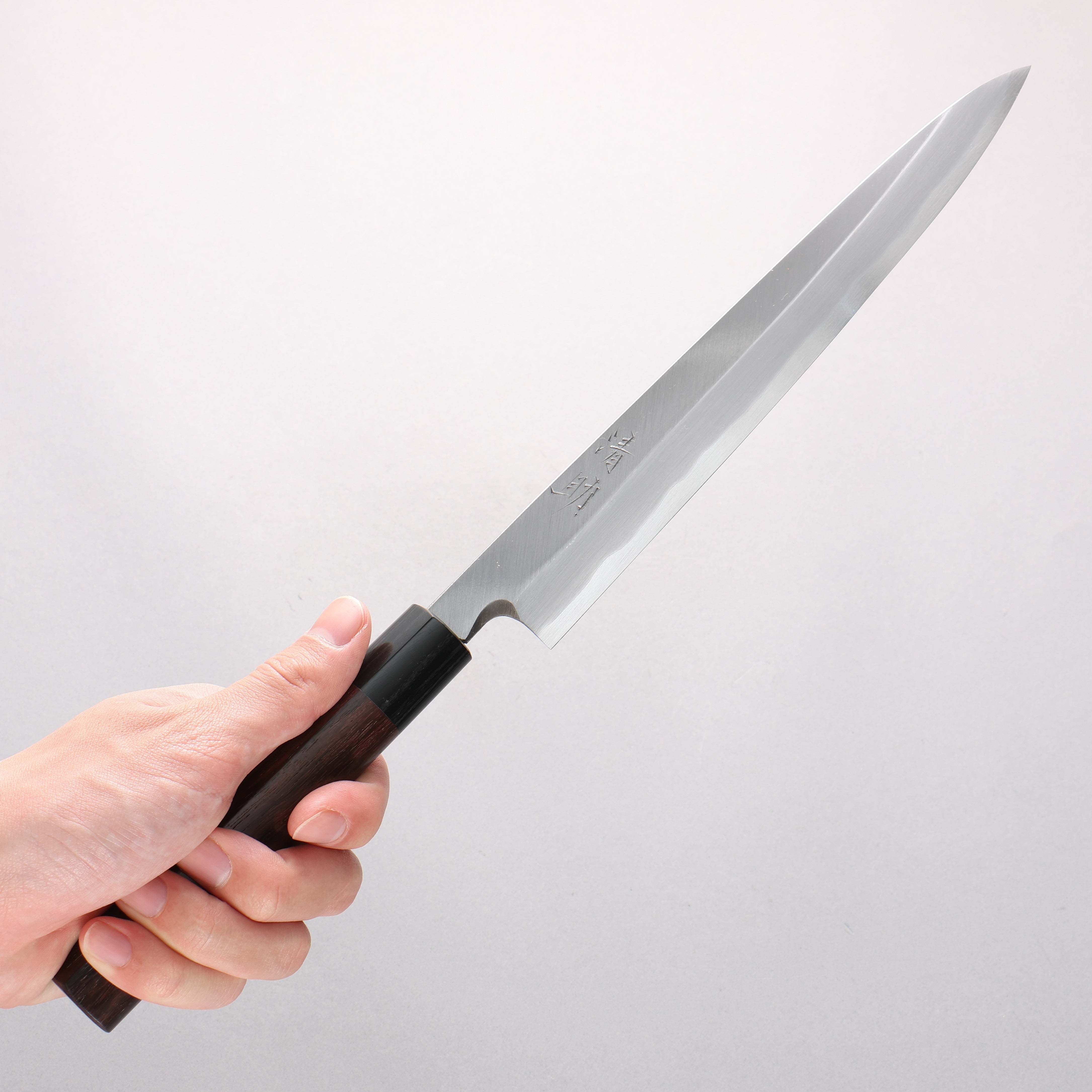 清助 青鋼 霞研 柳刃 240mm 紫檀木 握把 - 清助刃物
