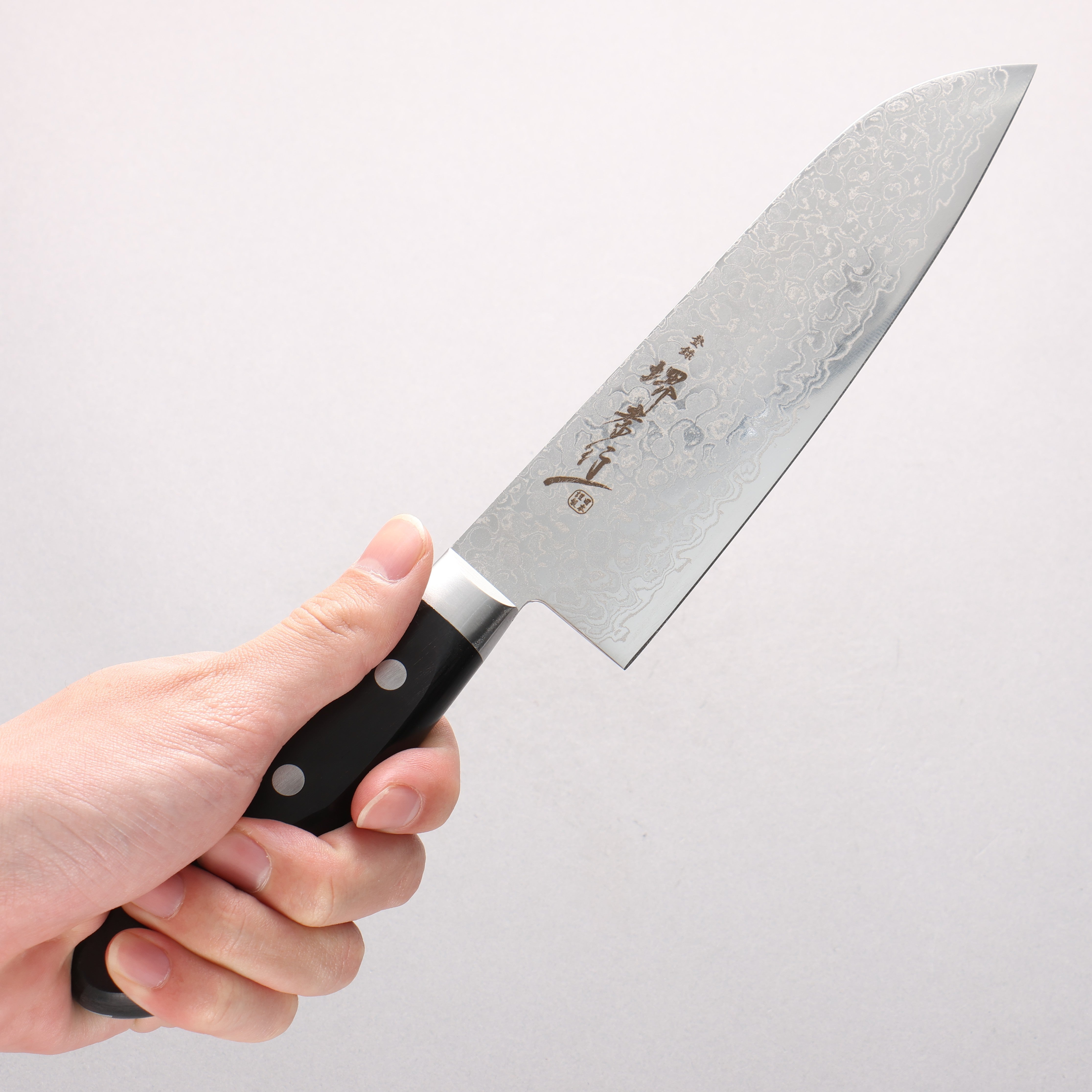 堺 孝行 AUS10 45層 鏡面處理 大馬士革紋 三德刀 170mm - 清助刃物