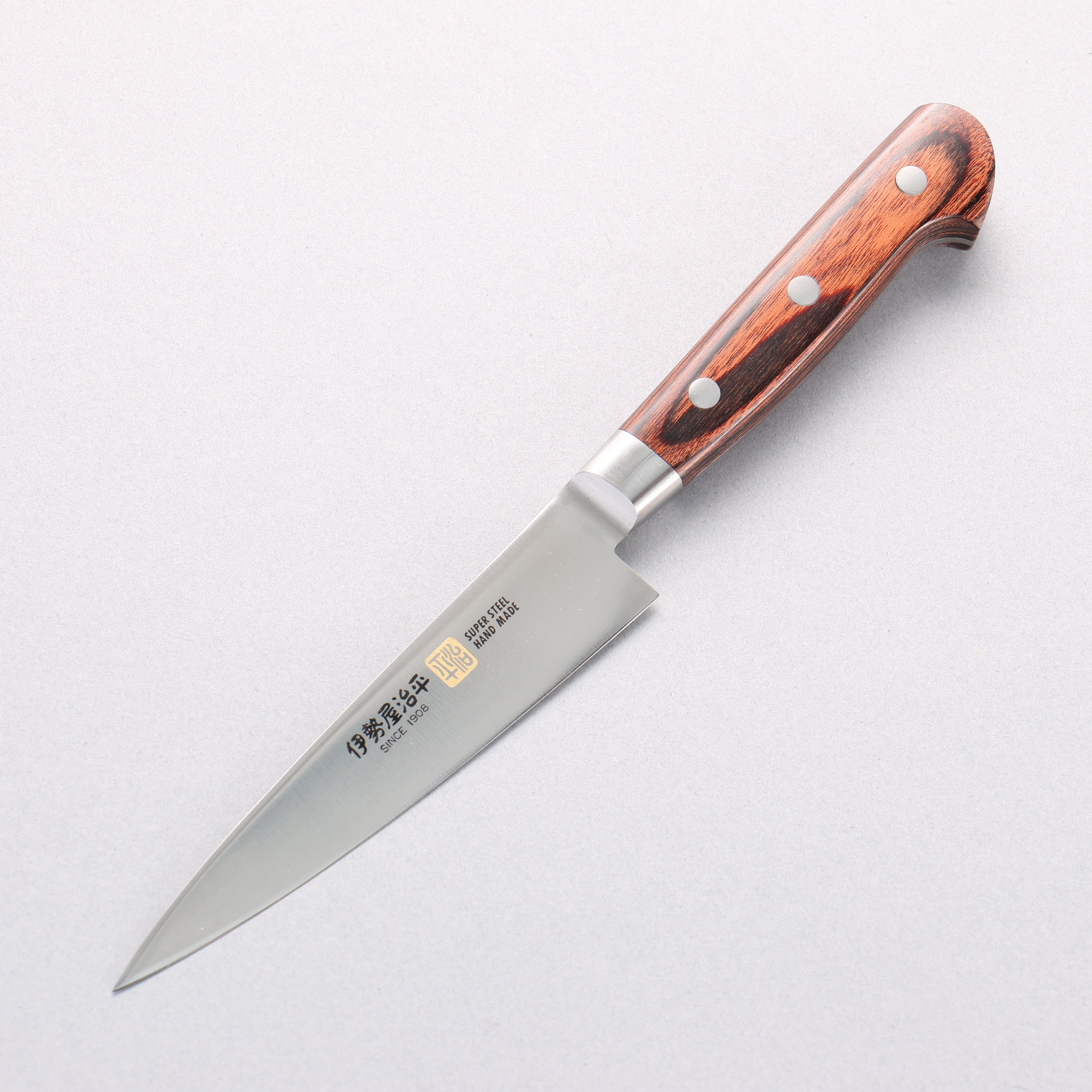 伊勢屋 鉬鋼(MOL) 多用途小刀 120mm 桃花心合成木 握把 - 清助刃物