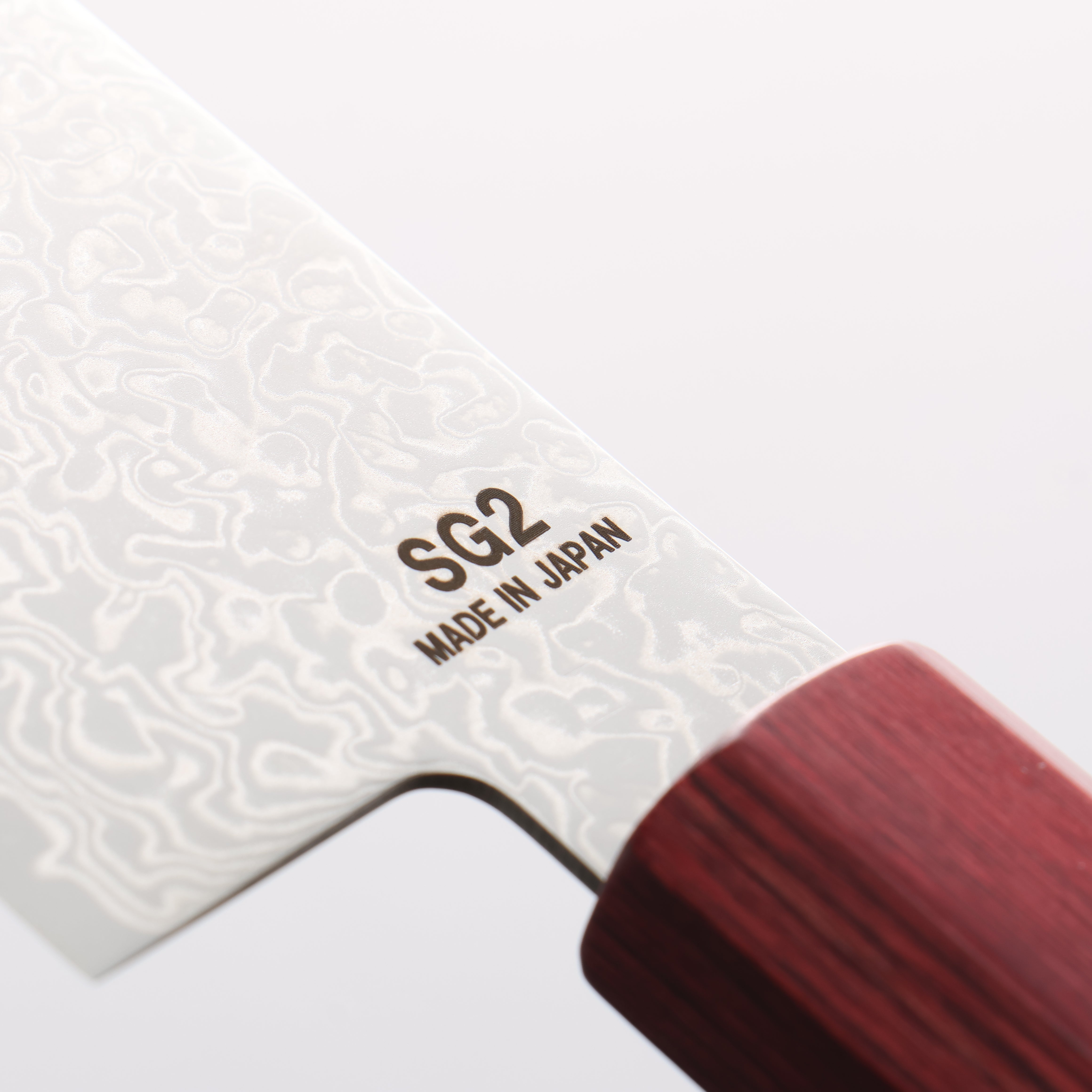 樋口 SG2 大馬士革紋 打磨處理 三德刀 180mm 紅合成木 握把 - 清助刃物