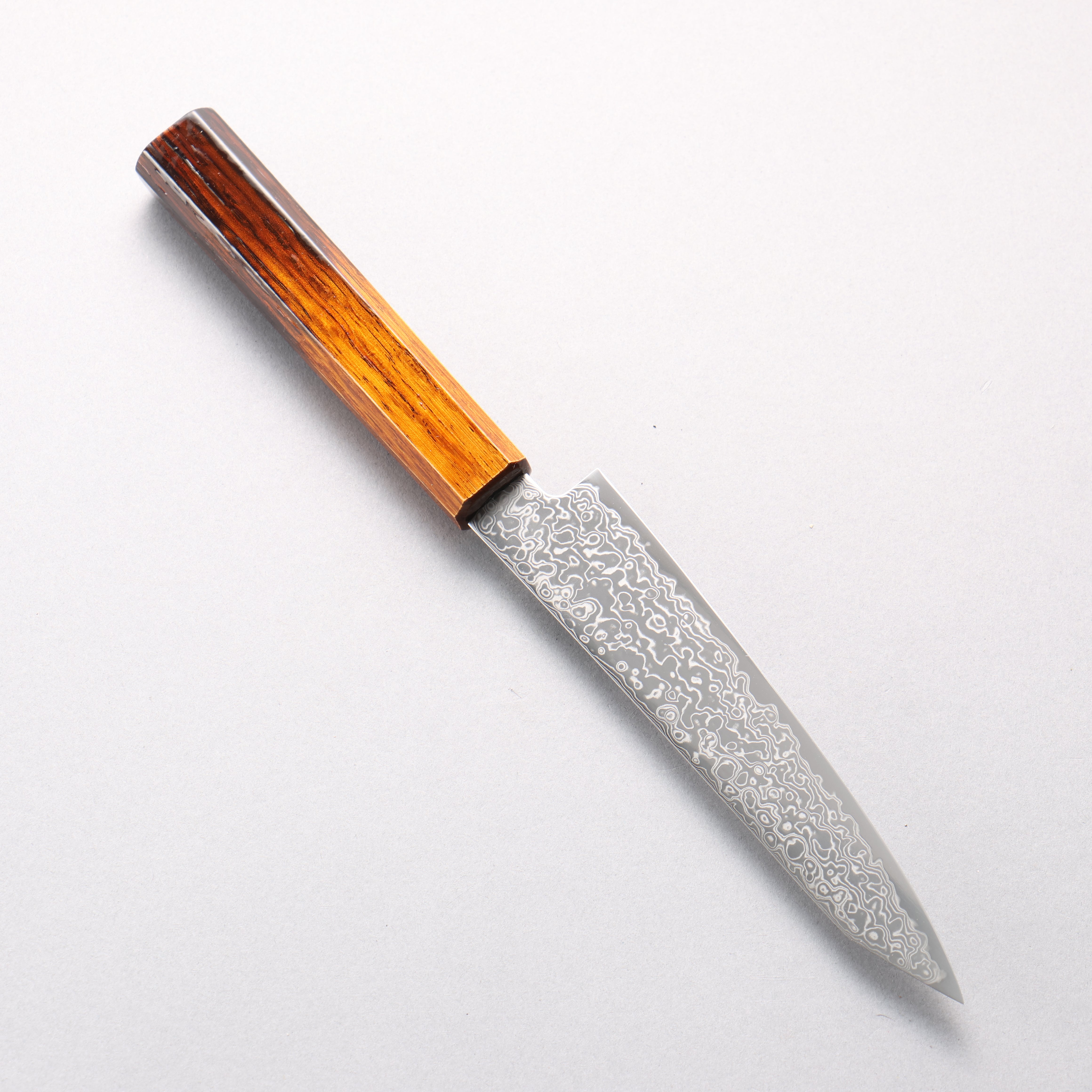 清助 SG2 大馬士革紋 打磨處理 切付多用途小刀 150mm 燒櫟木漆塗 握把 - 清助刃物