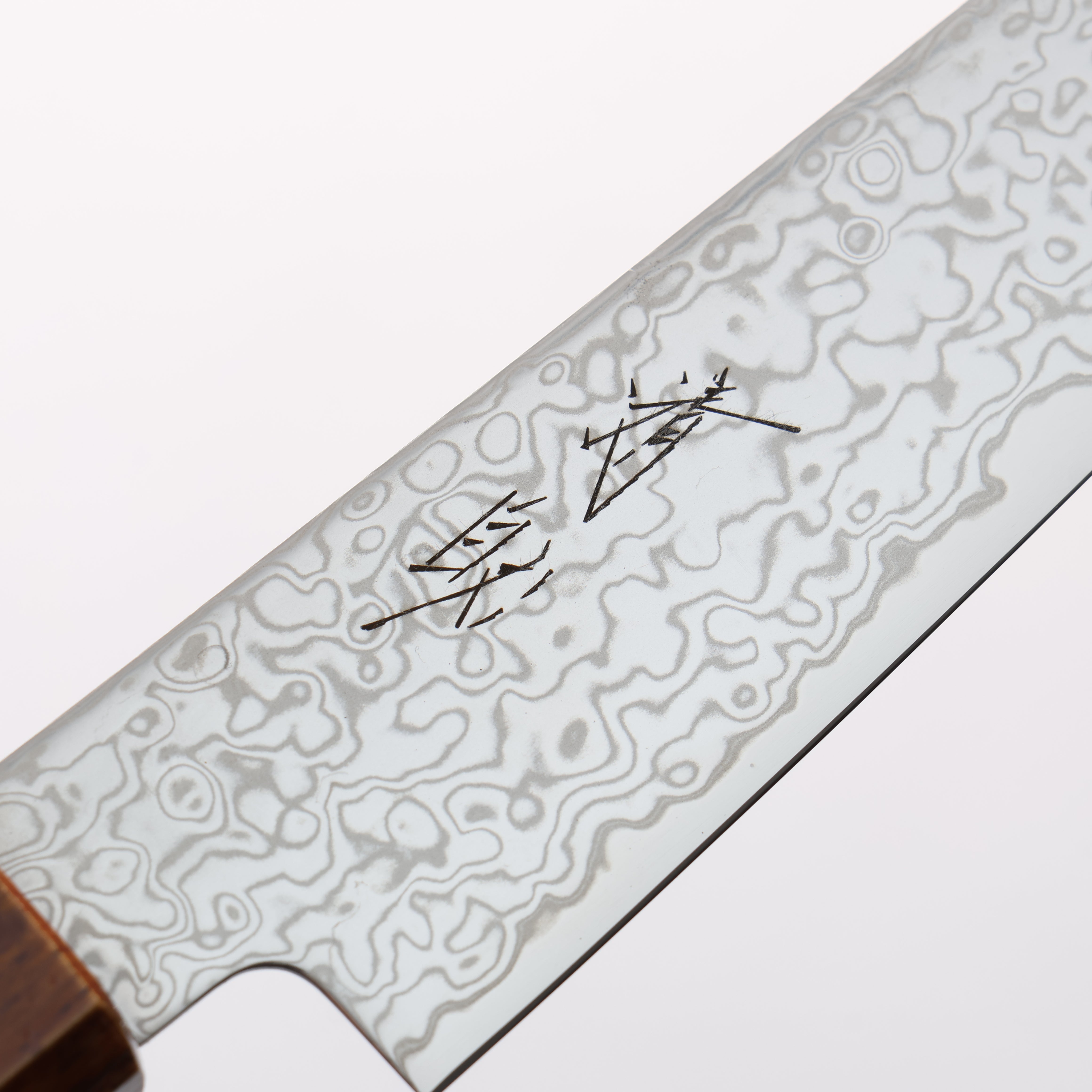 清助 SG2 大馬士革紋 打磨處理 切付多用途小刀 150mm 燒櫟木漆塗 握把 - 清助刃物