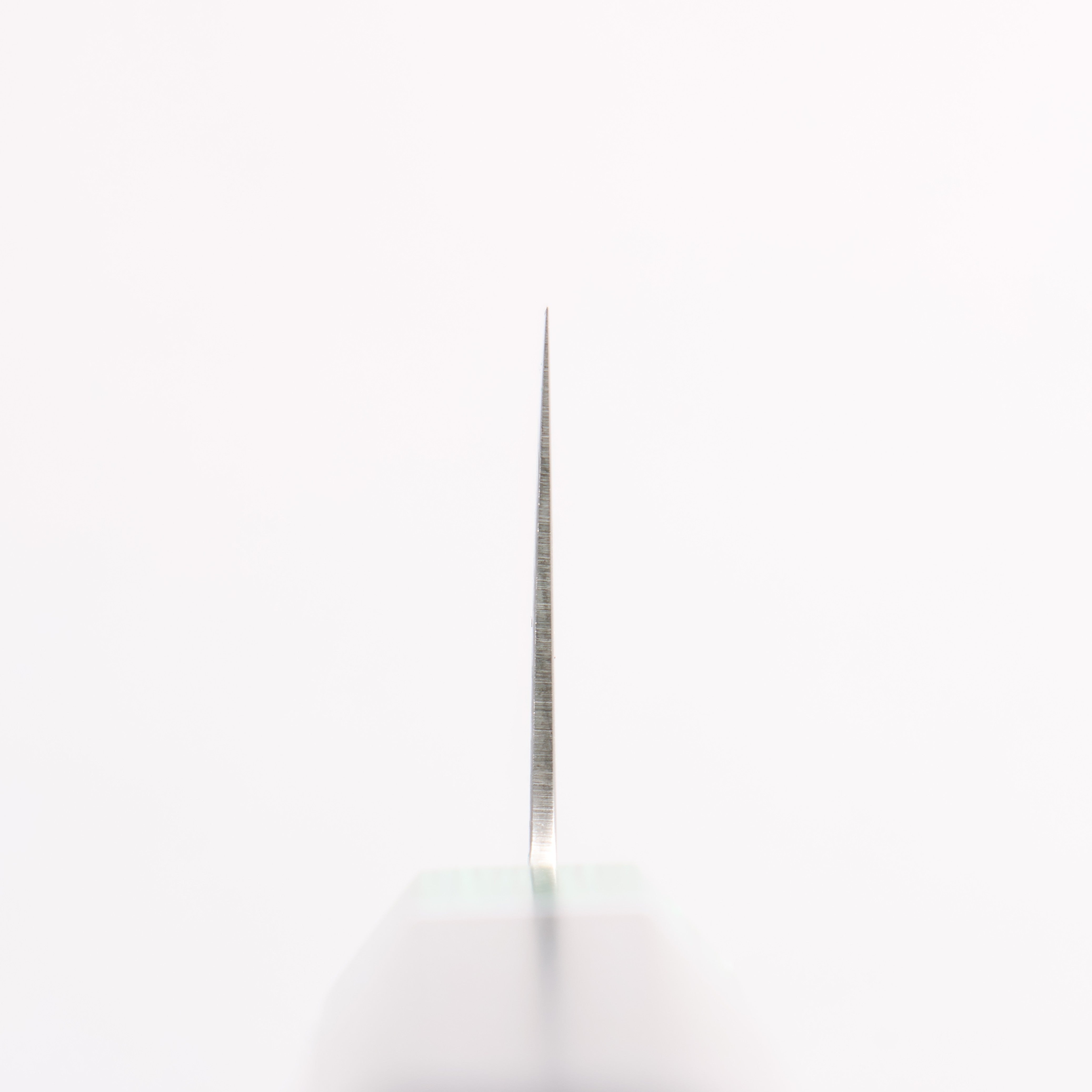 清助 AUS10 鏡面菱格紋 切付三德刀 180mm 黑合成木(口輪:綠合成木) 握把 - 清助刃物