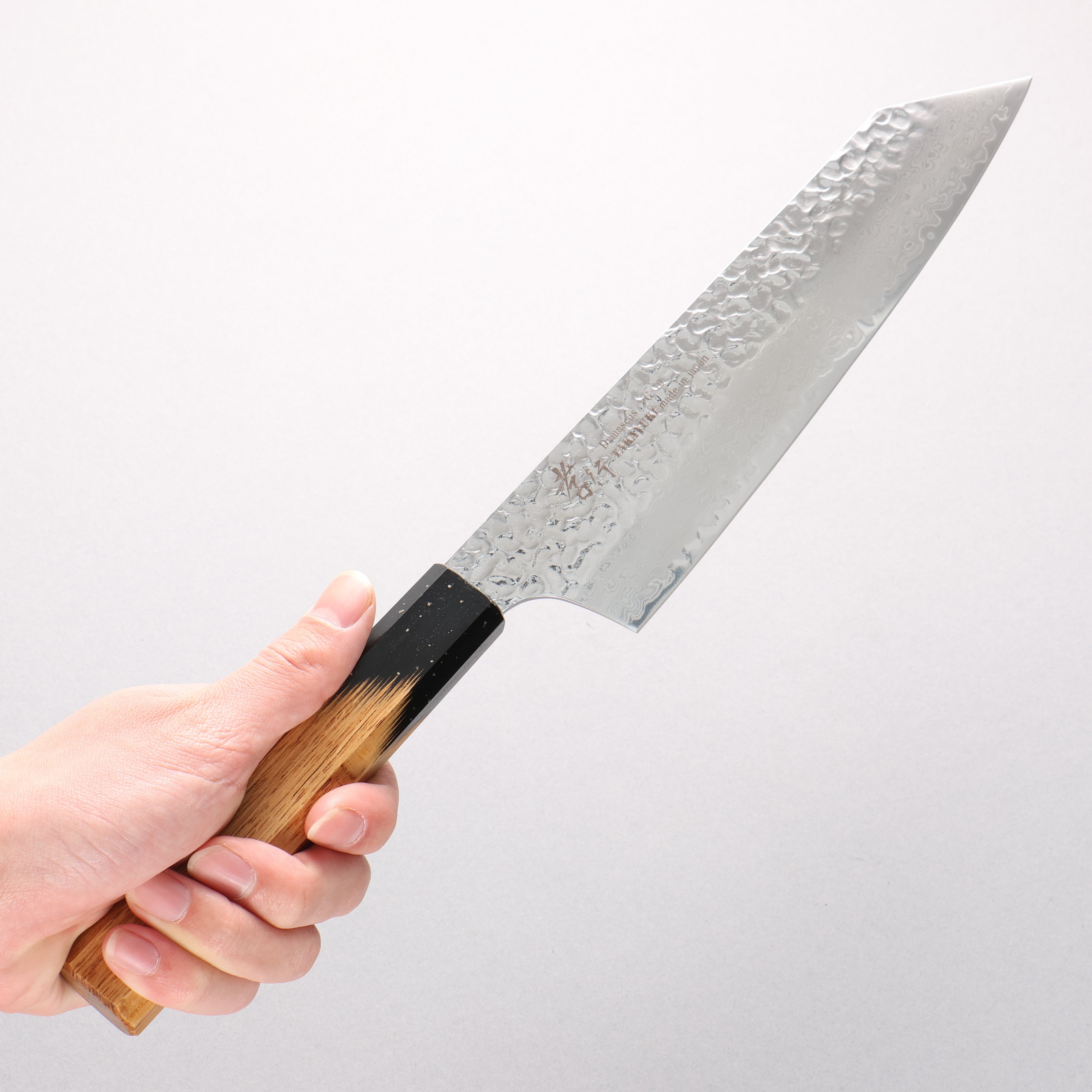 堺 孝行 VG10 33層大馬士革紋 劍型牛刀 190mm 櫟木漆塗(黑伸)握把 - 清助刃物