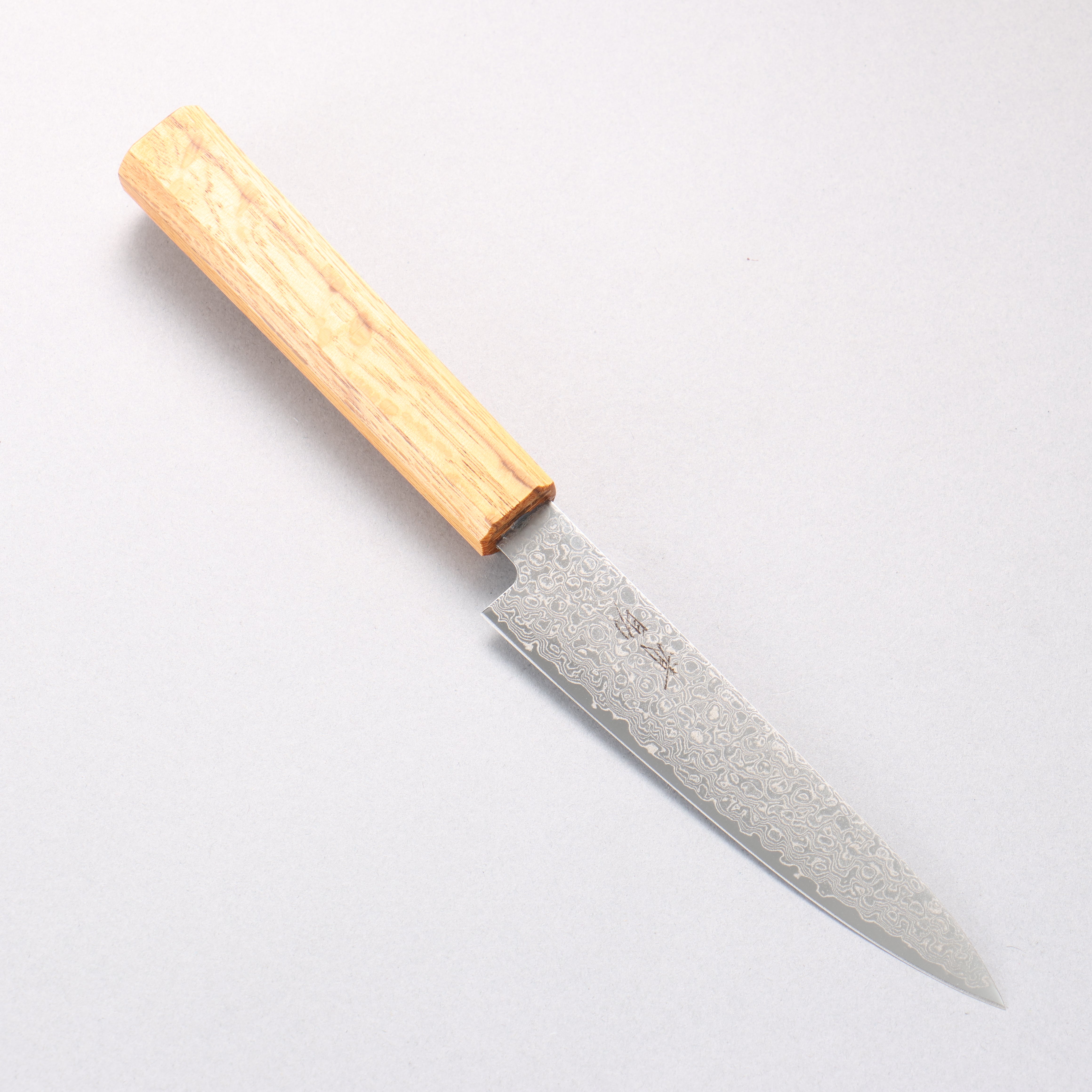 清助 ZA-18 鏡面處理 大馬士革紋 多用途小刀 135mm 橡木 握把 - 清助刃物