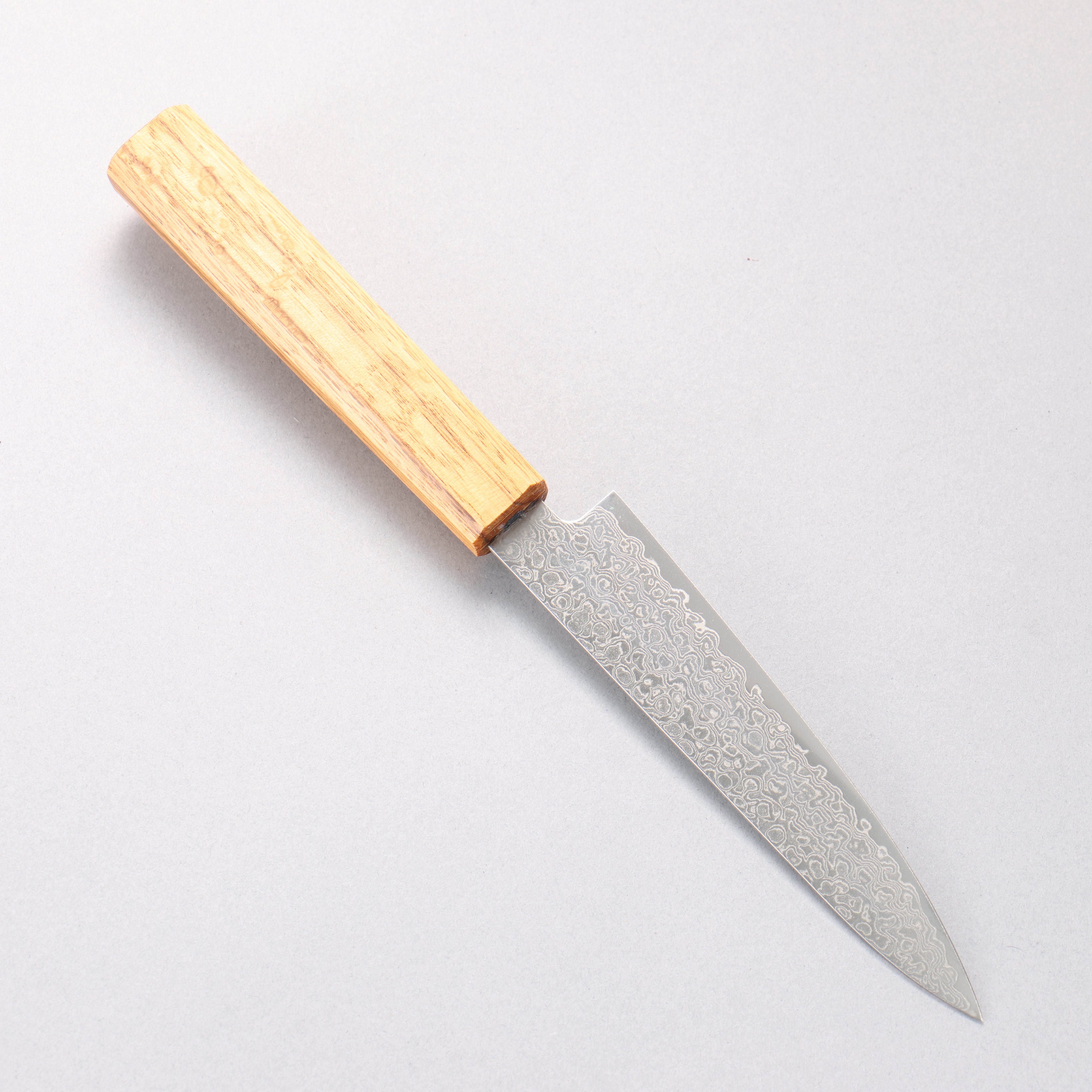 清助 ZA-18 鏡面處理 大馬士革紋 多用途小刀 135mm 橡木 握把 - 清助刃物