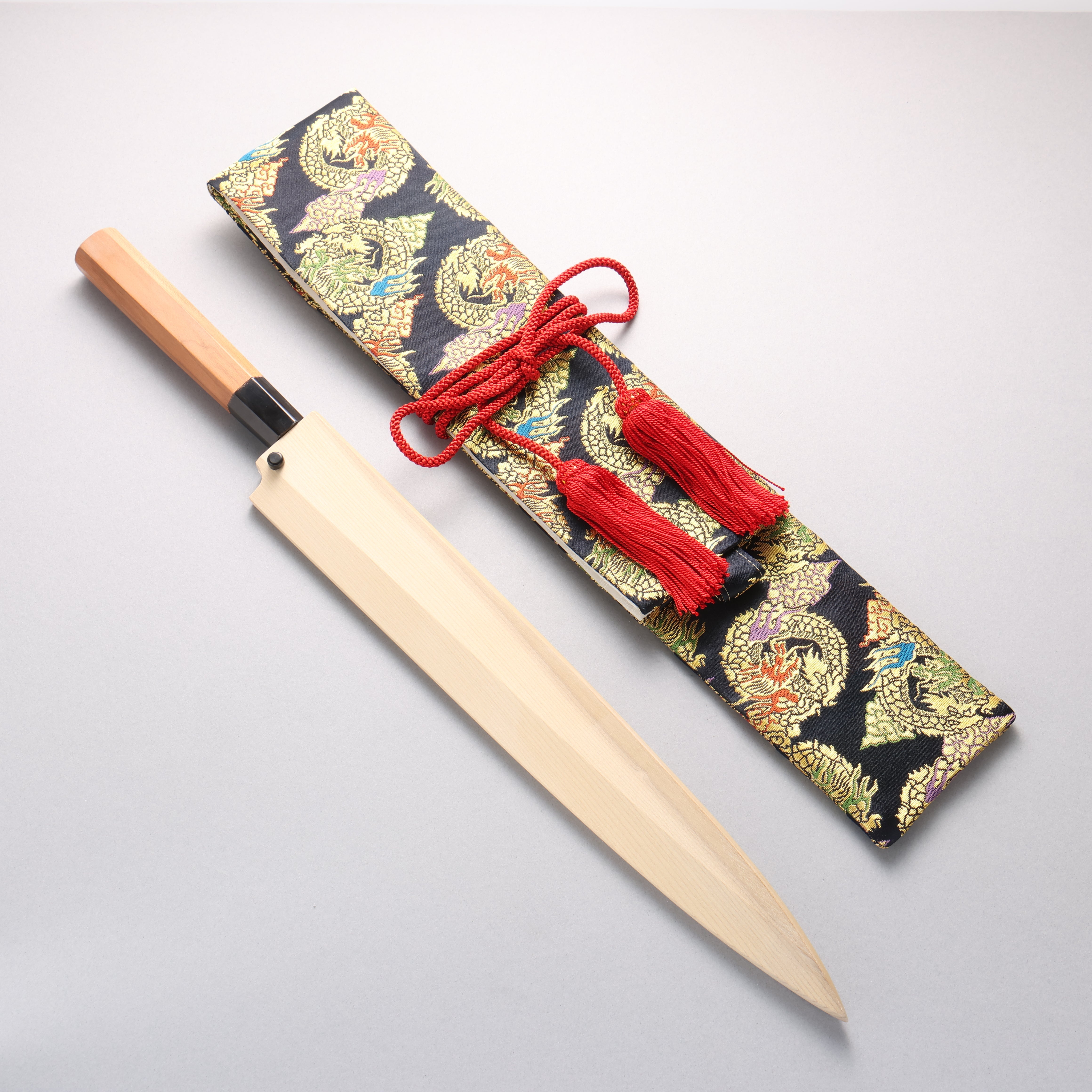 鐵泉 田中作 玉鋼 柳刃 315mm 山櫻 握把 附刀鞘 - 清助刃物