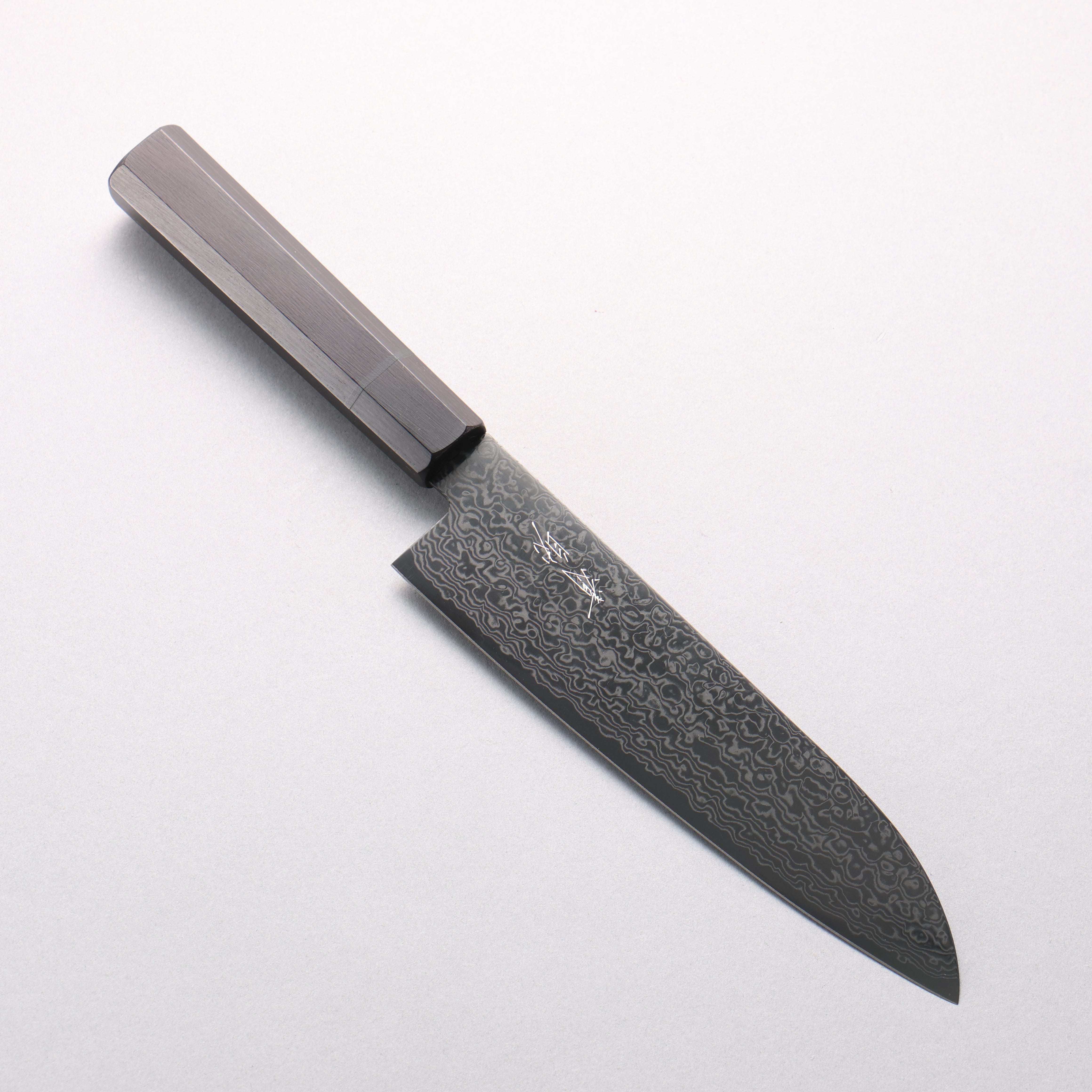 清助 SG2 黑色大馬士革紋 三德刀 180mm 黑合成木 握把 - 清助刃物
