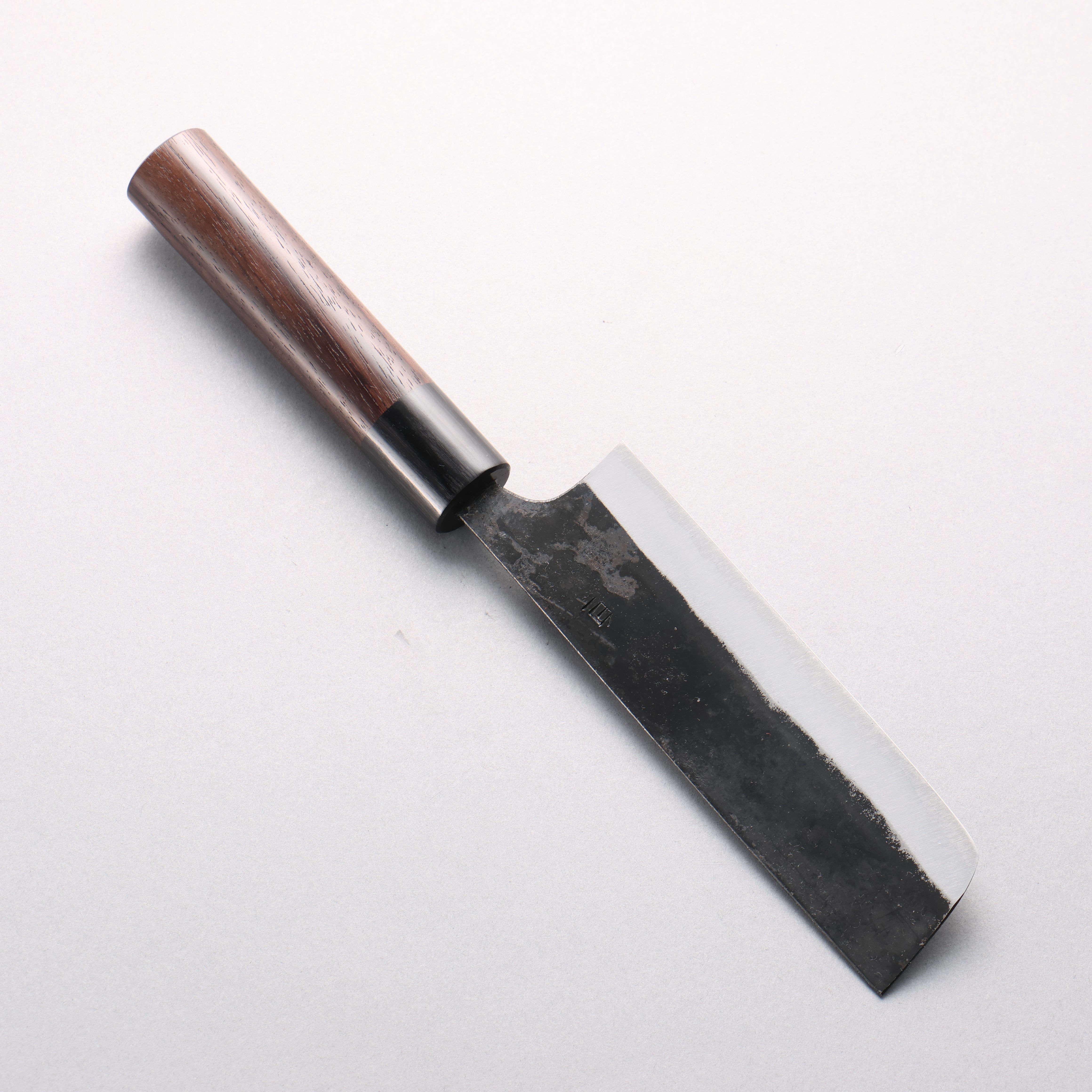 鬼尋 白鋼一號 黑打 菜切 140mm 紫檀木(口輪:黑合成木) 握把 - 清助刃物