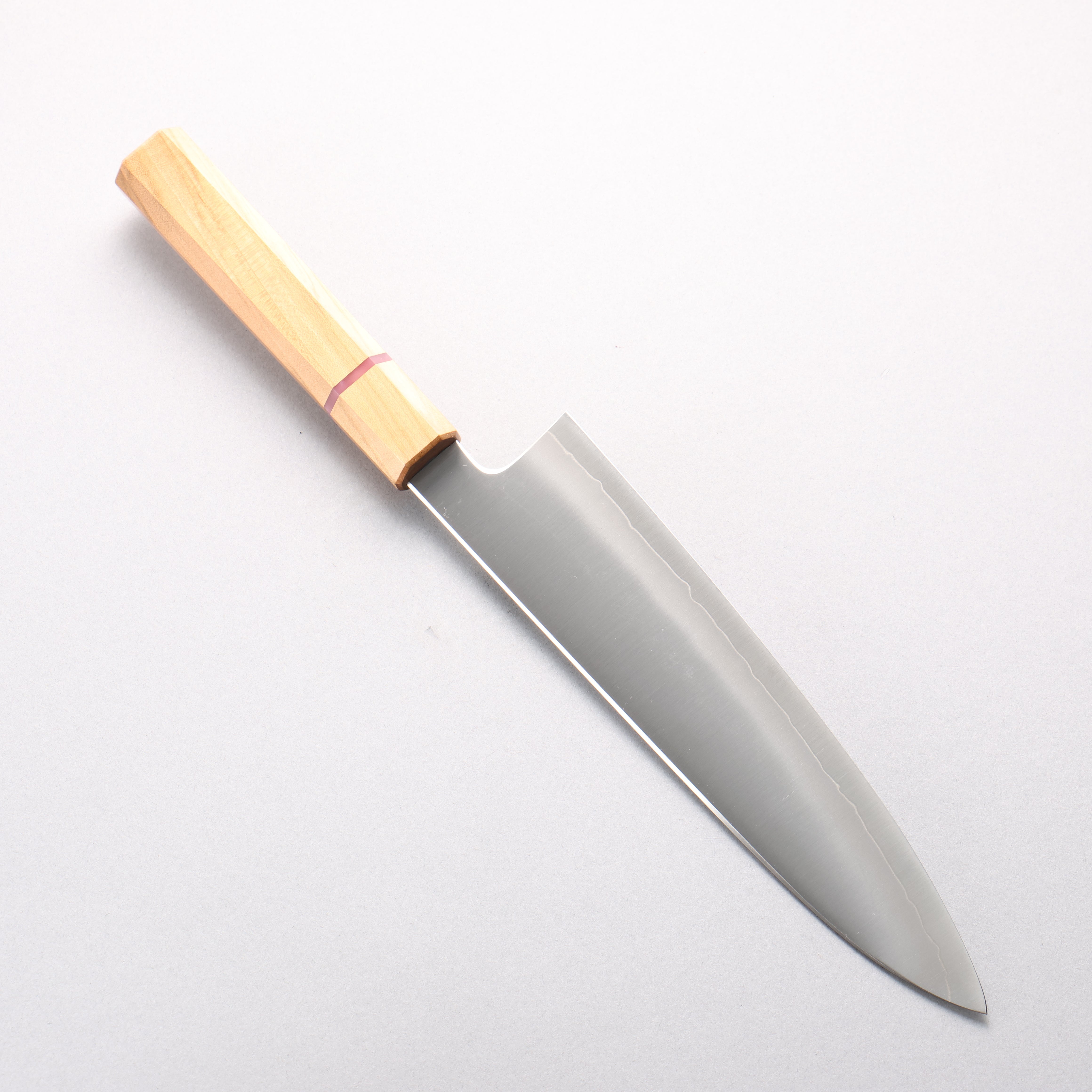 明神直人 特殊鈷合金 牛刀 210mm 櫻木(粉紅色環) 握把 - 清助刃物