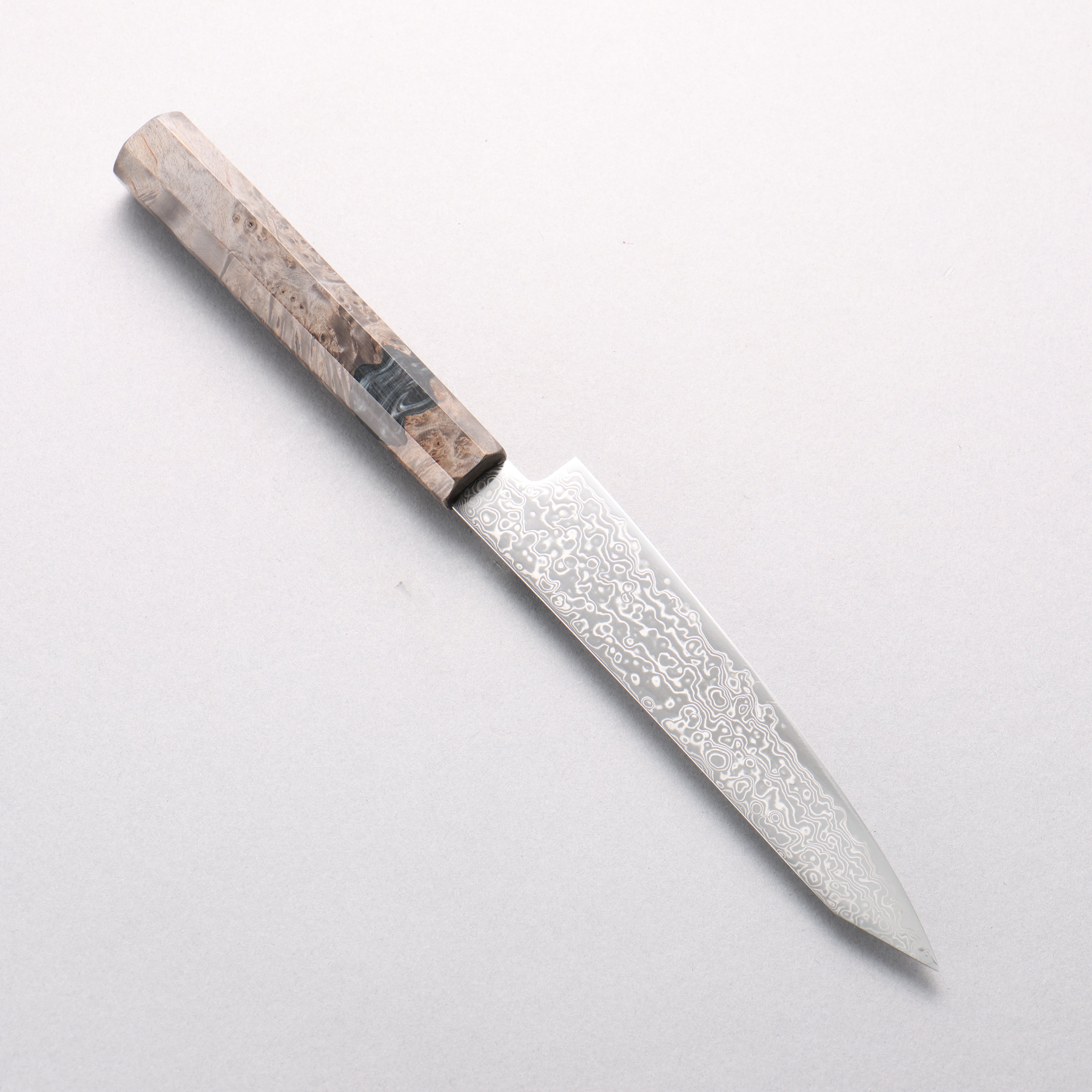 清助 SG2 大馬士革紋 打磨處理 切付多用途小刀 150mm 穩定樺木/黑色樹脂 握把 - 清助刃物
