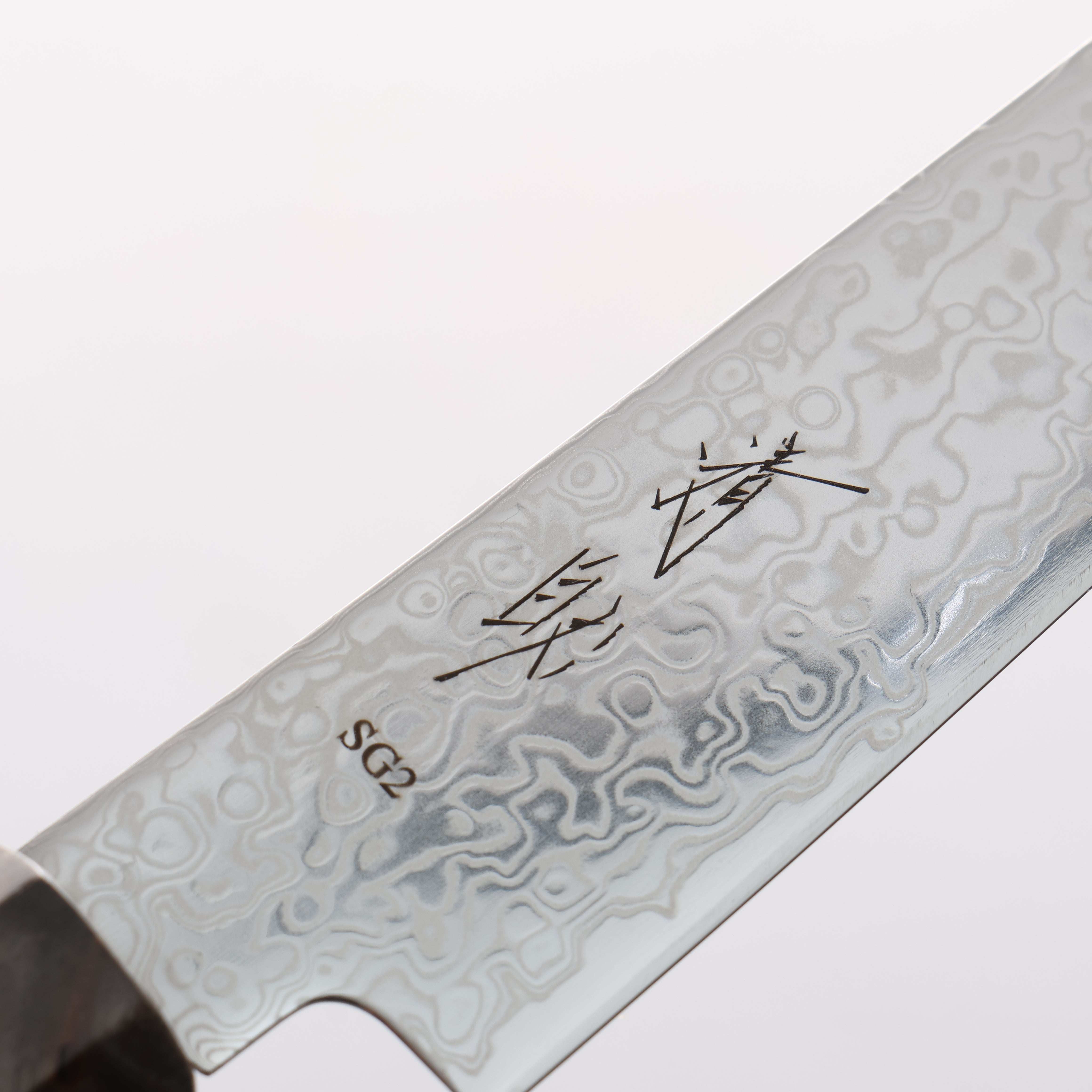 清助 SG2 大馬士革紋 打磨處理 切付多用途小刀 150mm 穩定樺木/黑色樹脂 握把 - 清助刃物