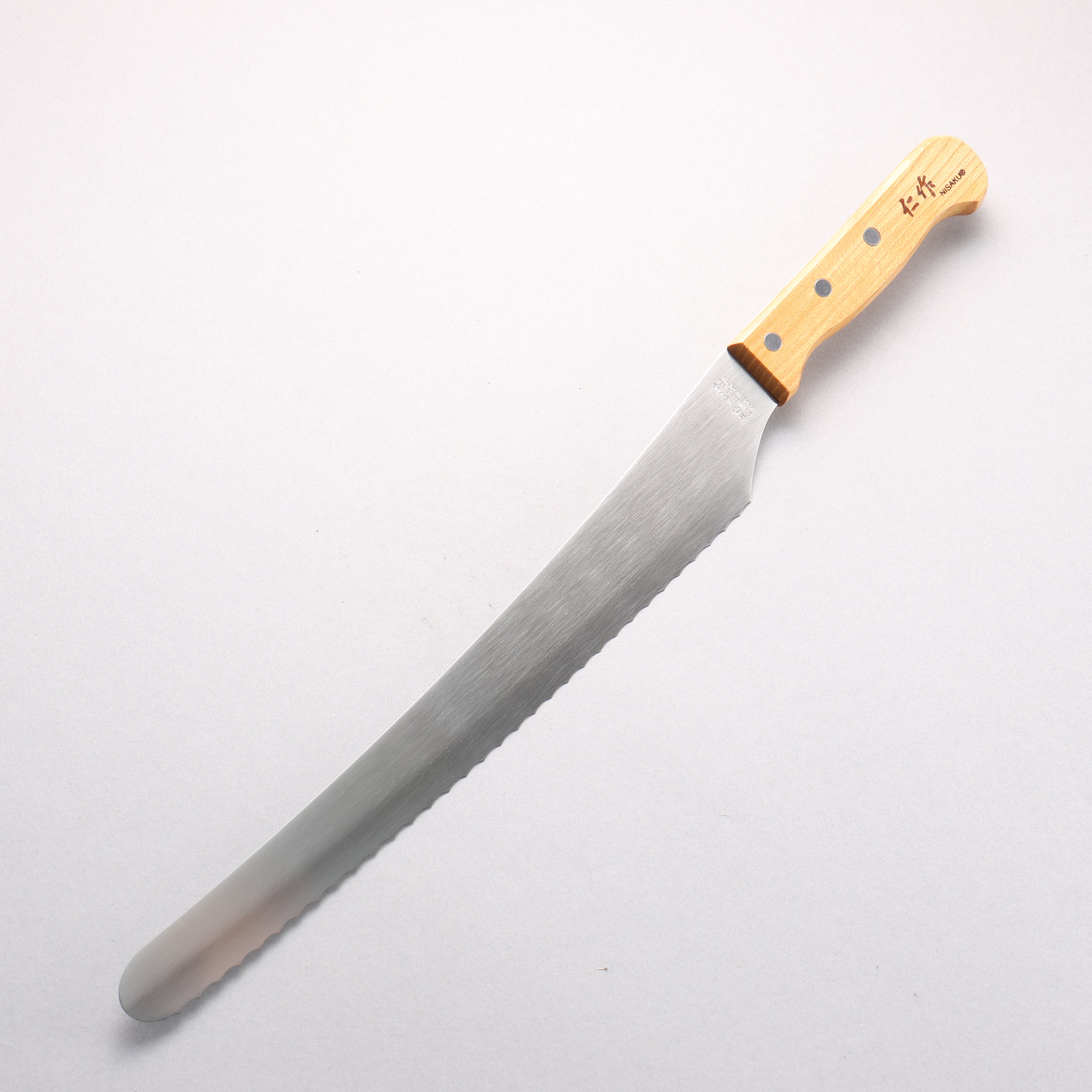 仁作 不鏽鋼 鋸齒麵包刀 300mm 天然木 握把 - 清助刃物