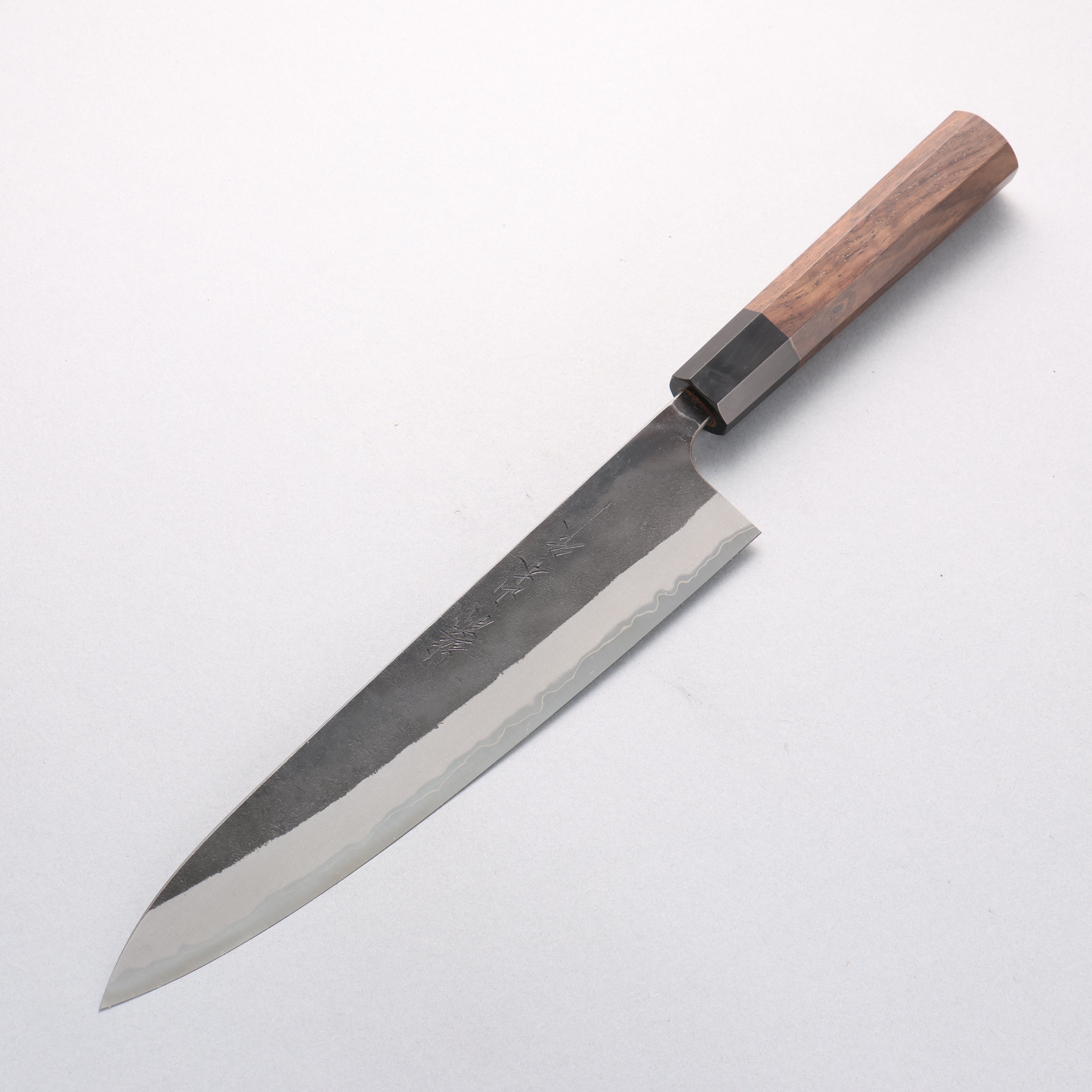 山本 直 超級青鋼 黑打 牛刀 240mm 核桃木 握把 - 清助刃物