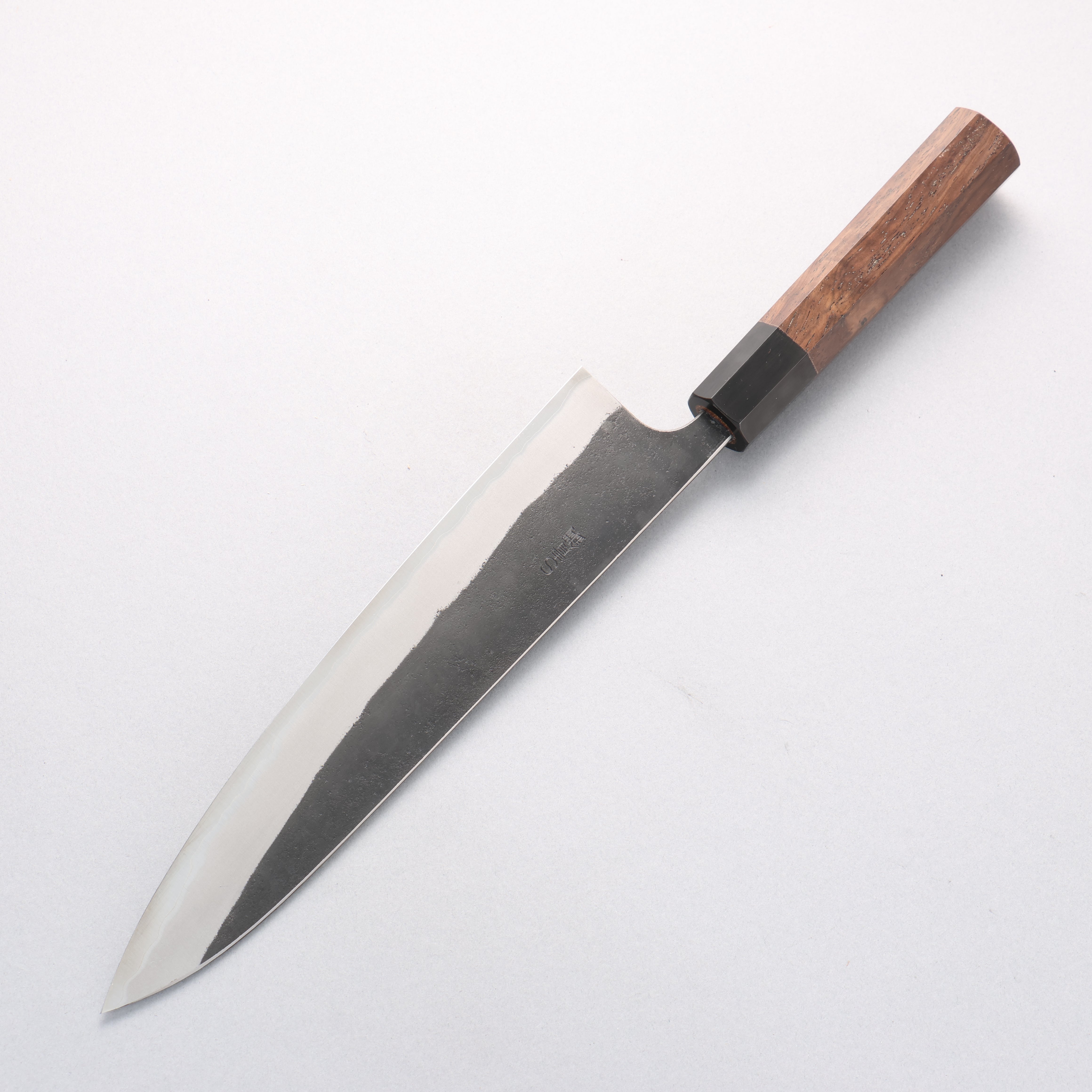 山本 直 超級青鋼 黑打 牛刀 240mm 核桃木 握把 - 清助刃物