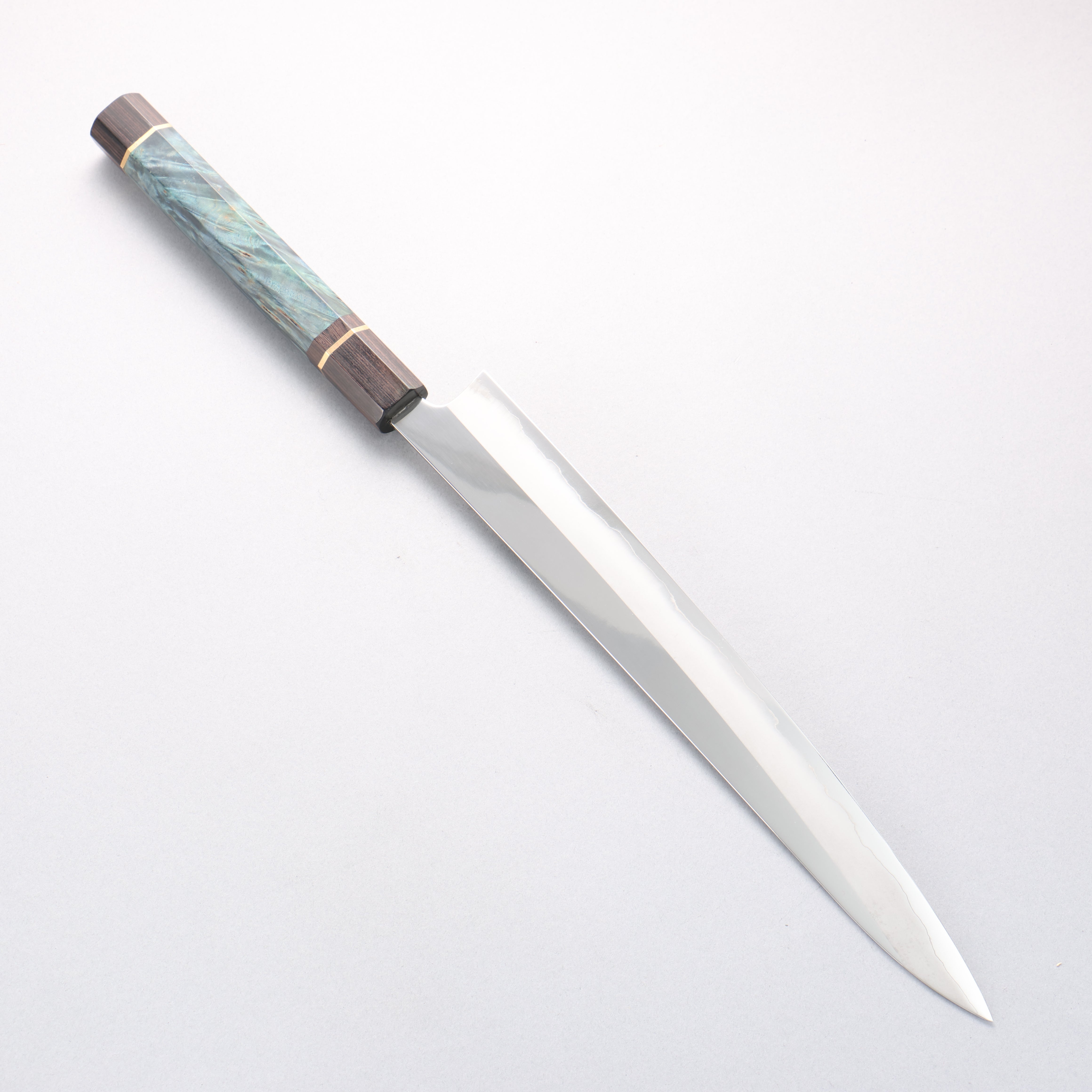 黑鳥 銀三鋼 打磨處理 柳刃 300mm 青色穩定木 握把 - 清助刃物