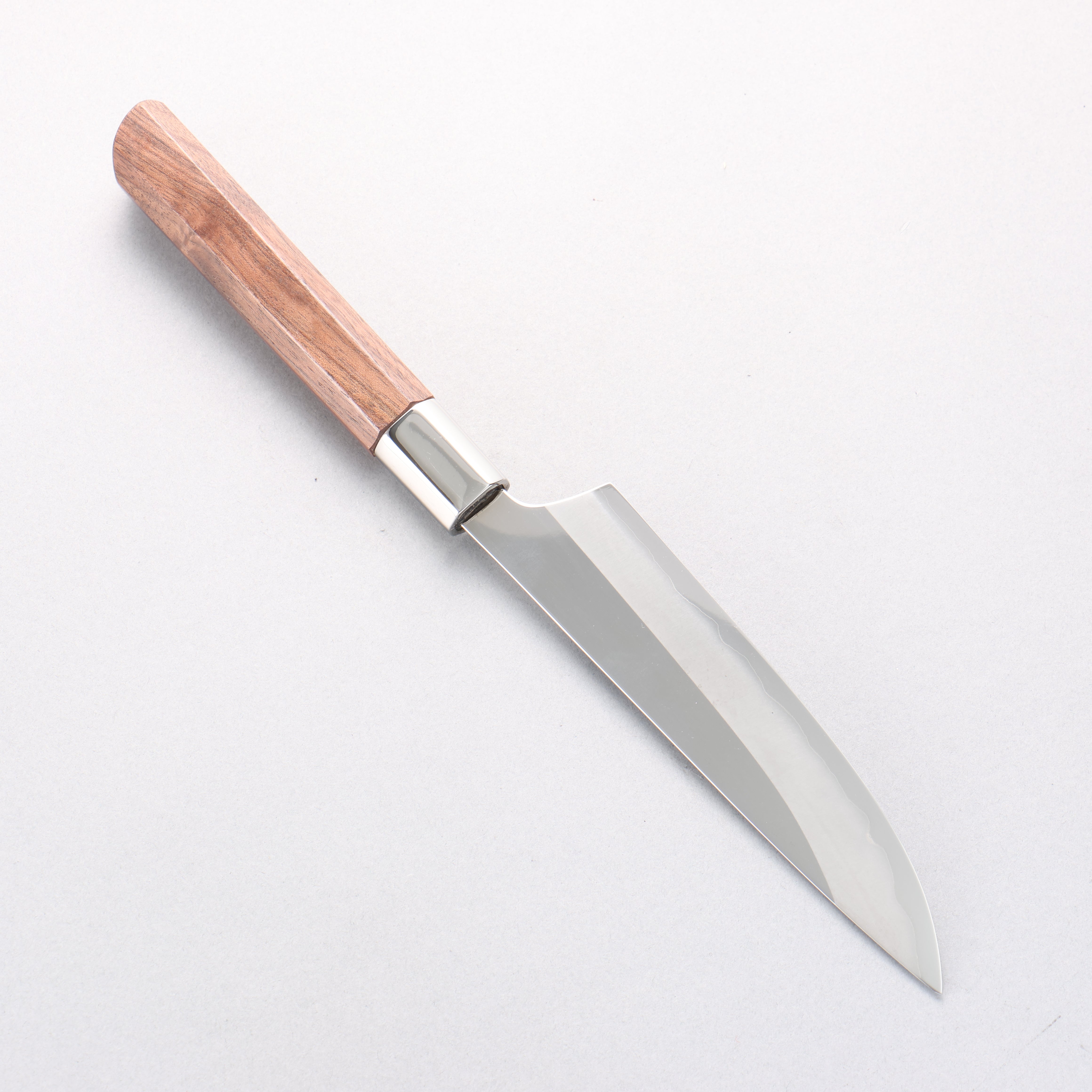 黑鳥 八角 銀三鋼 打磨處理 多用途小刀 150mm 核桃木 握把 附刀鞘 - 清助刃物