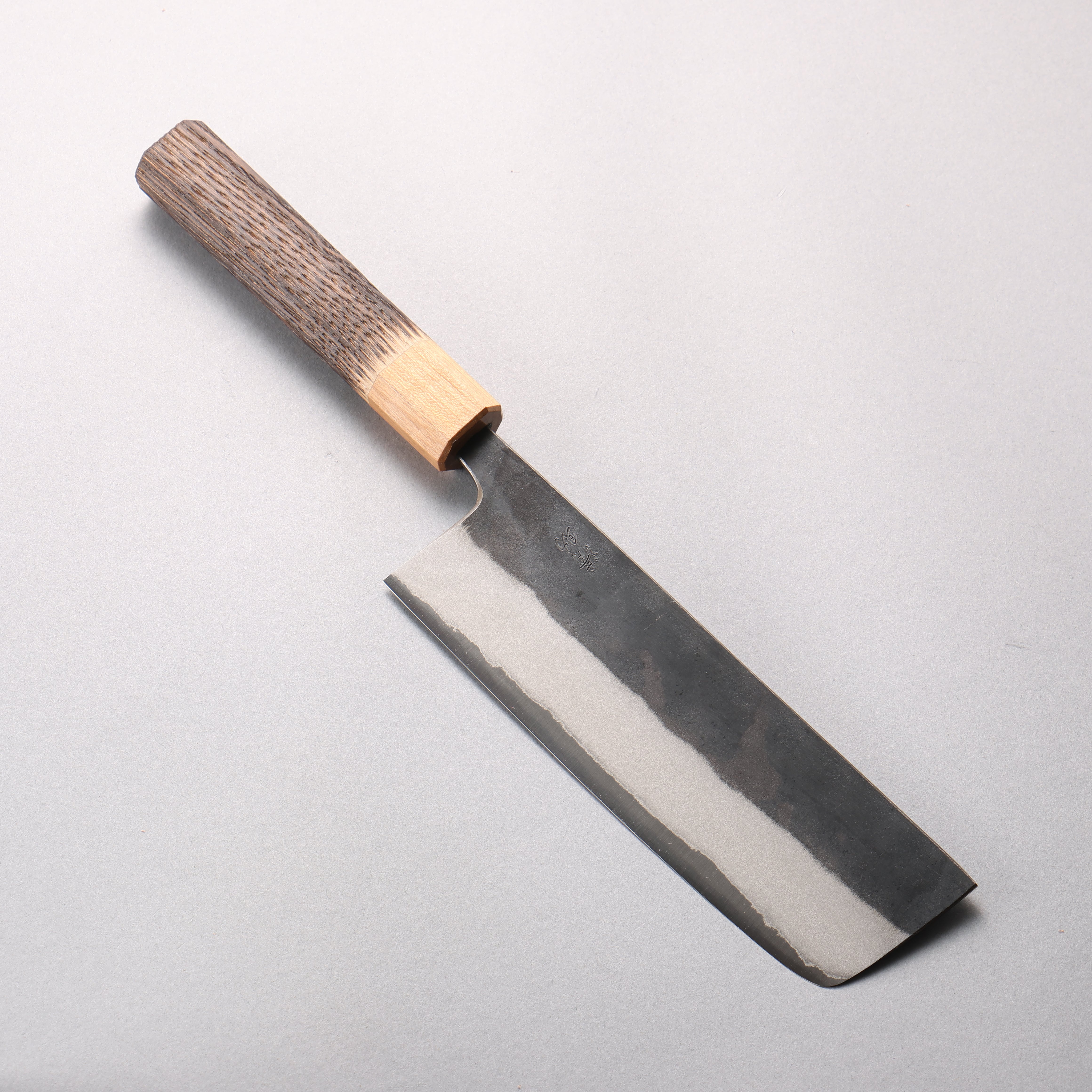 清助 青鋼二號 黑打 菜切 165mm 燒栗木(口輪:櫻花木) 握把 - 清助刃物