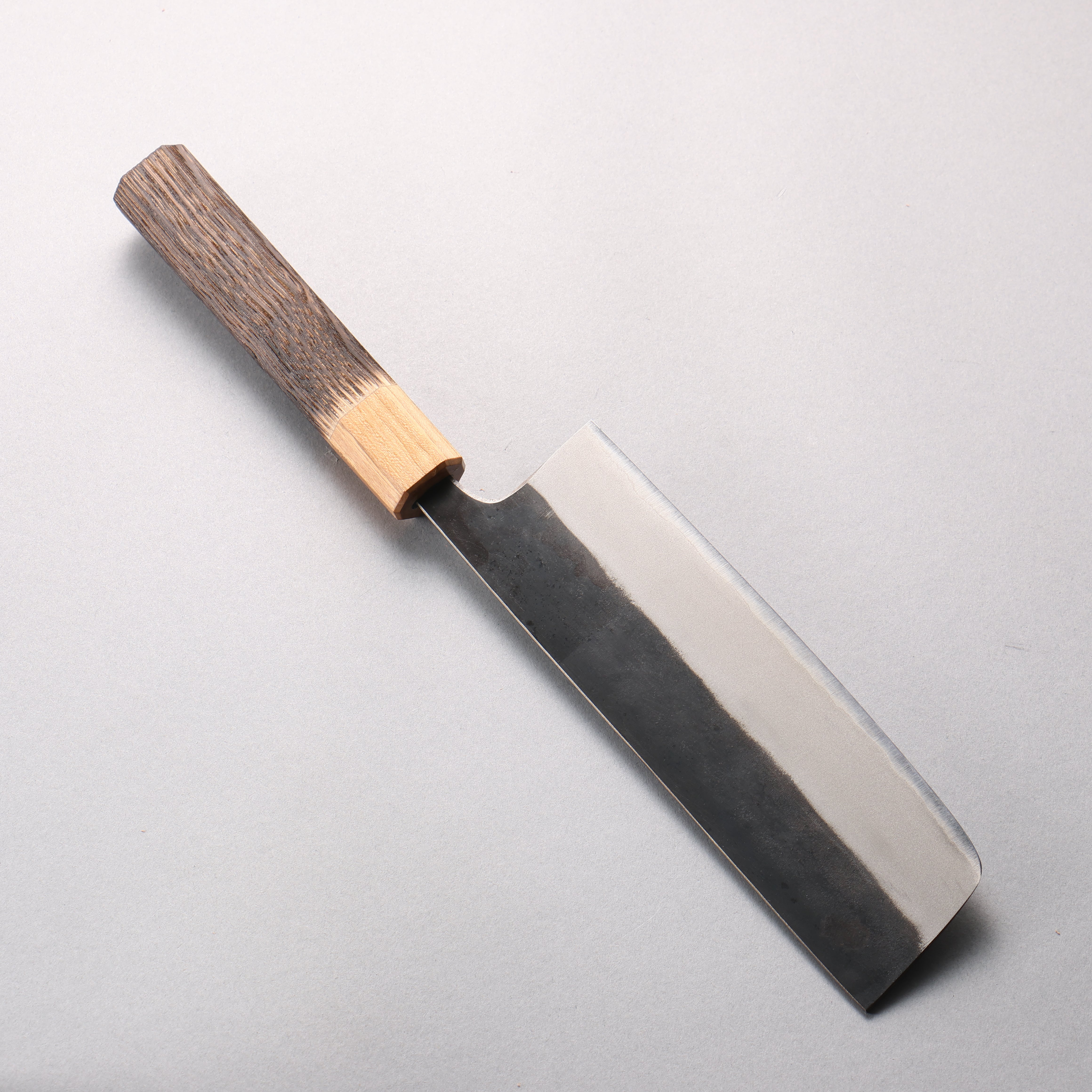 清助 青鋼二號 黑打 菜切 165mm 燒栗木(口輪:櫻花木) 握把 - 清助刃物