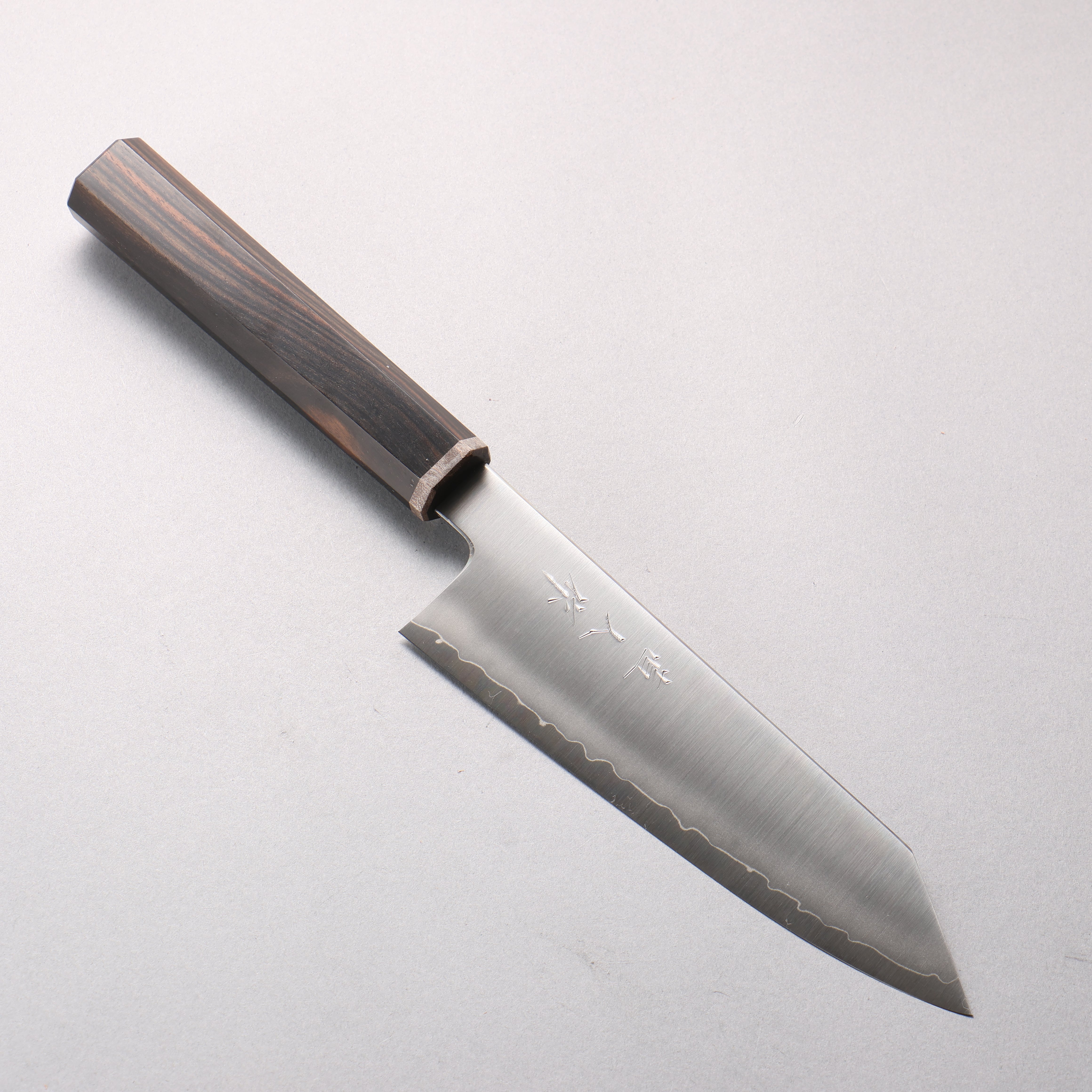 明神直人 特殊鈷合金 文化刀 170mm 條紋烏木(窄套圈:黑色穩定木) 握把 - 清助刃物