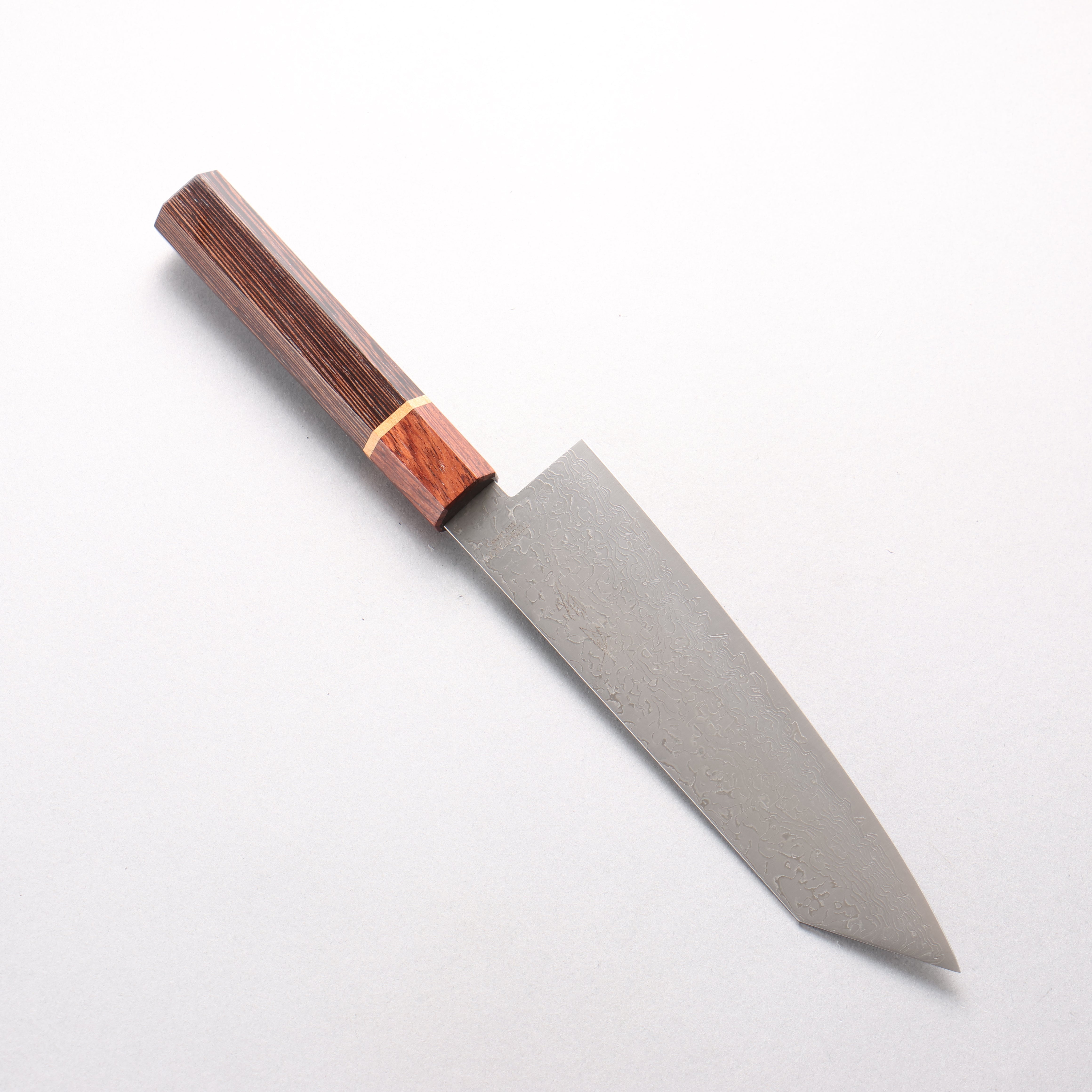 利隆 VG10 65層大馬士革紋 切付三德刀 180mm 雞翅木帶櫻桃木環(口輪:紫檀木) 握把 - 清助刃物