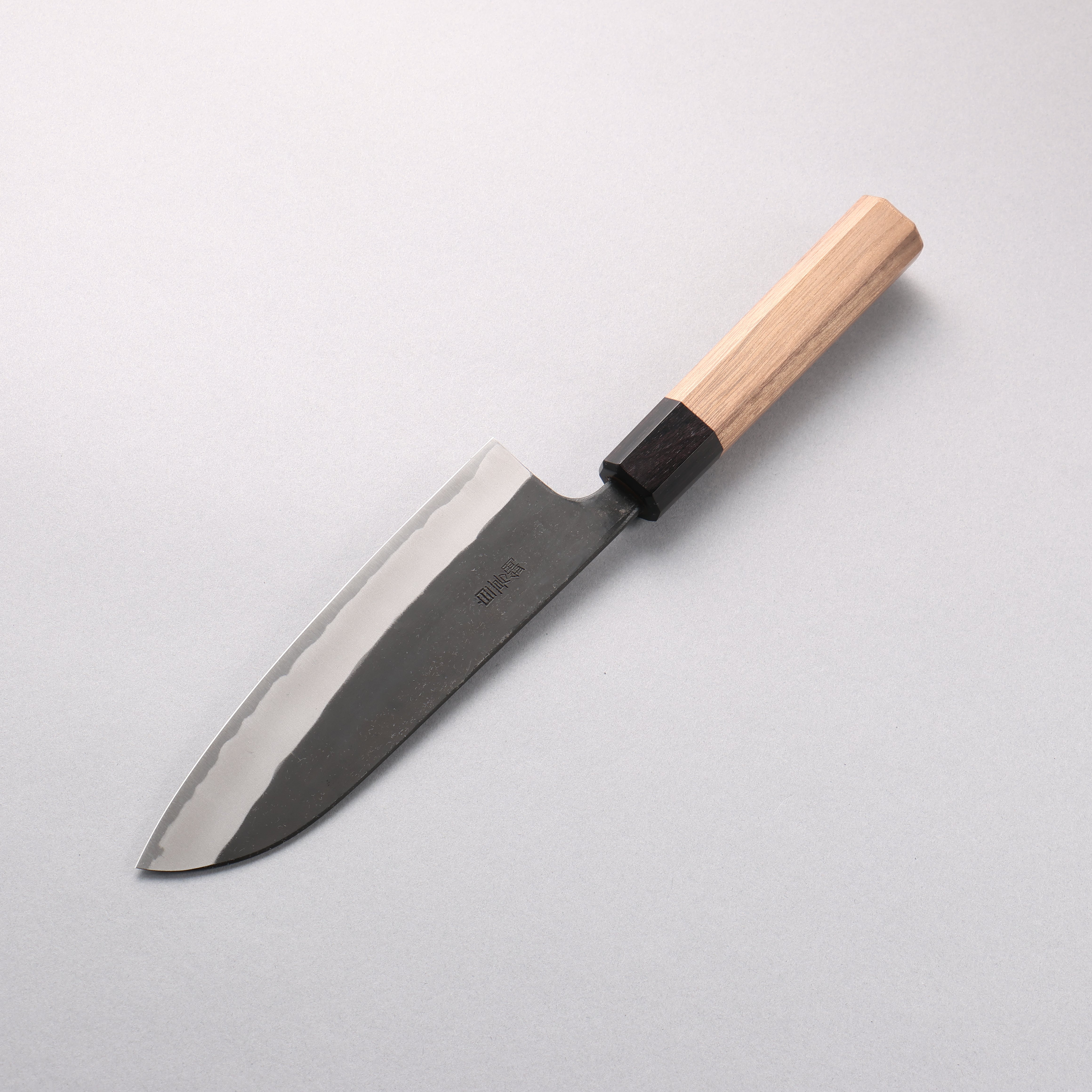山本 直 白鋼二號 黑打 三德刀 170mm 核桃木 握把