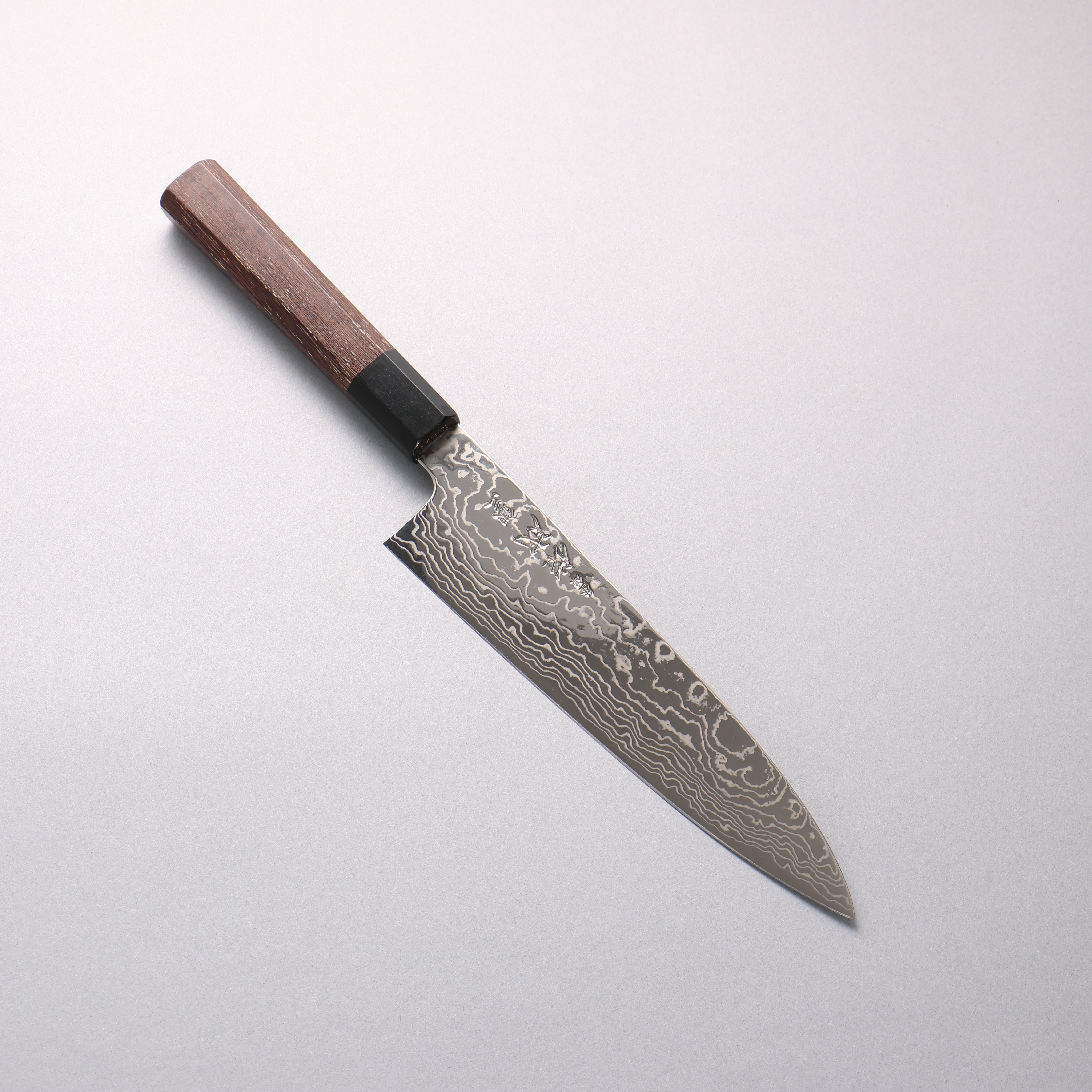 佑成 銀三鋼 鏡面處理 大馬士革紋 牛刀 210mm 雞翅木(口輪:黒色水牛角) 握把