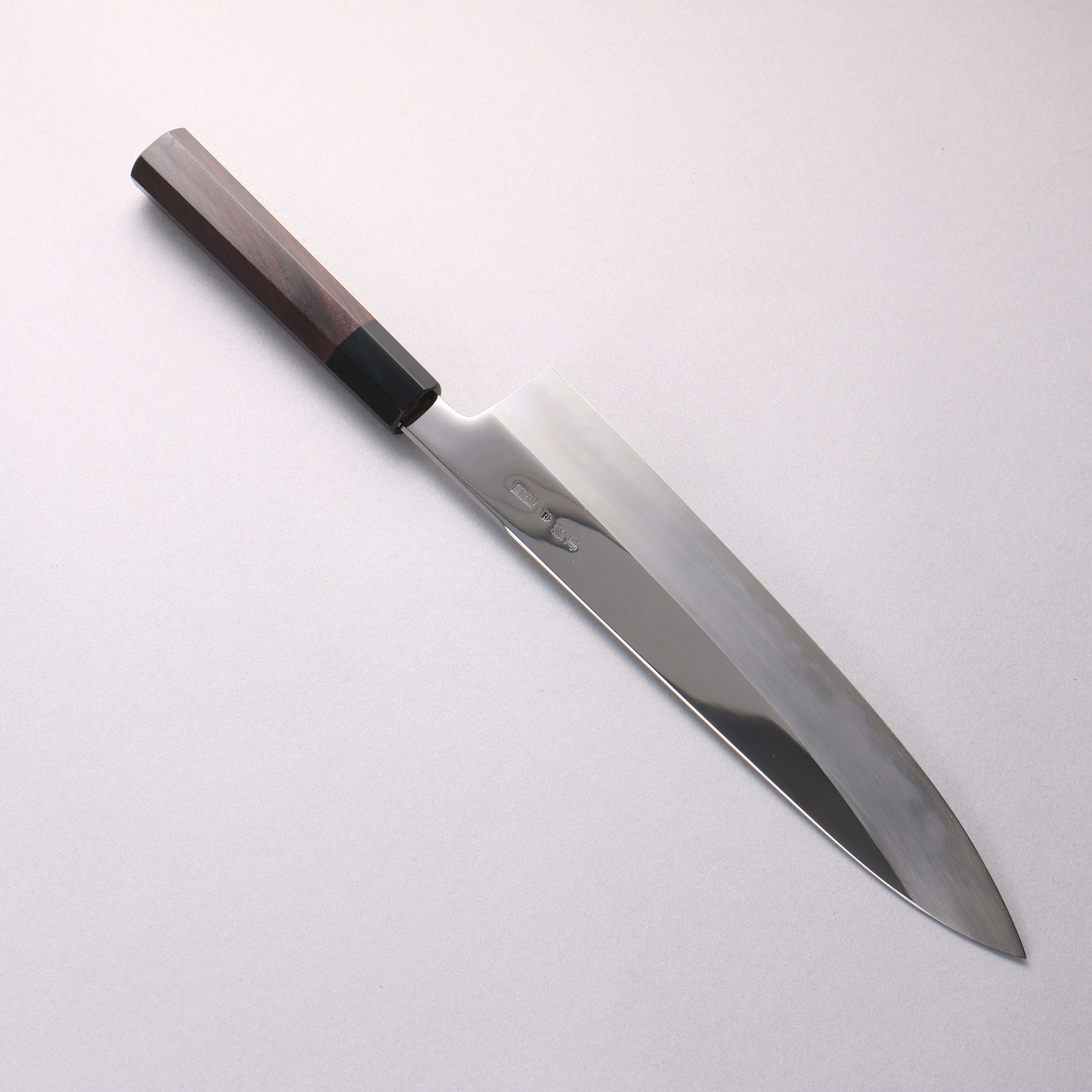 重陽 白鋼 鏡面處理 牛刀 270mm 黑檀 (口輪:黑水牛角) 握把 - 清助刃物