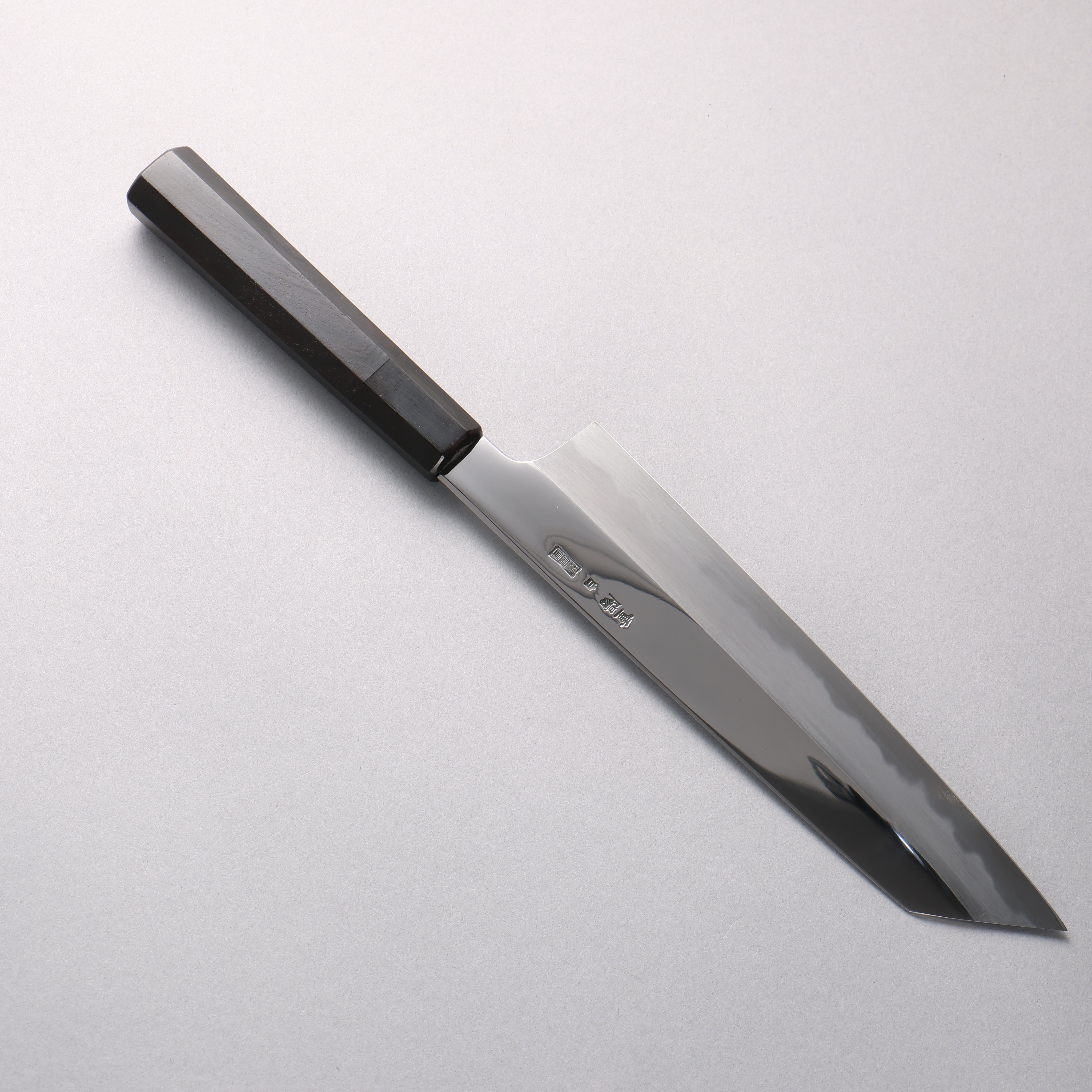 重陽 白鋼 鏡面處理 切付牛刀 210mm 黑檀 (口輪:黑水牛角) 握把 - 清助刃物