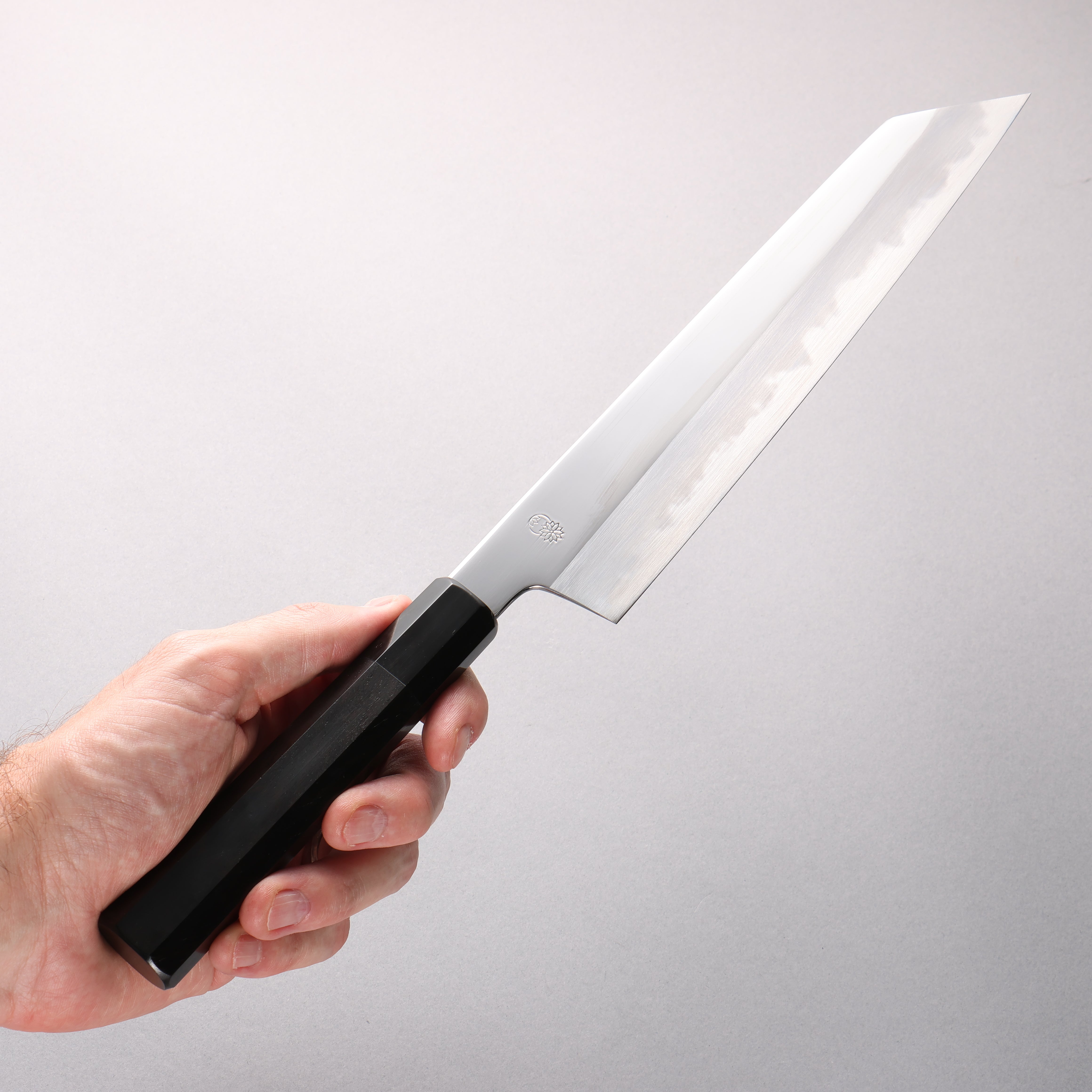 重陽 白鋼 鏡面處理 切付牛刀 240mm 黑檀 (口輪:黑水牛角) 握把 - 清助刃物
