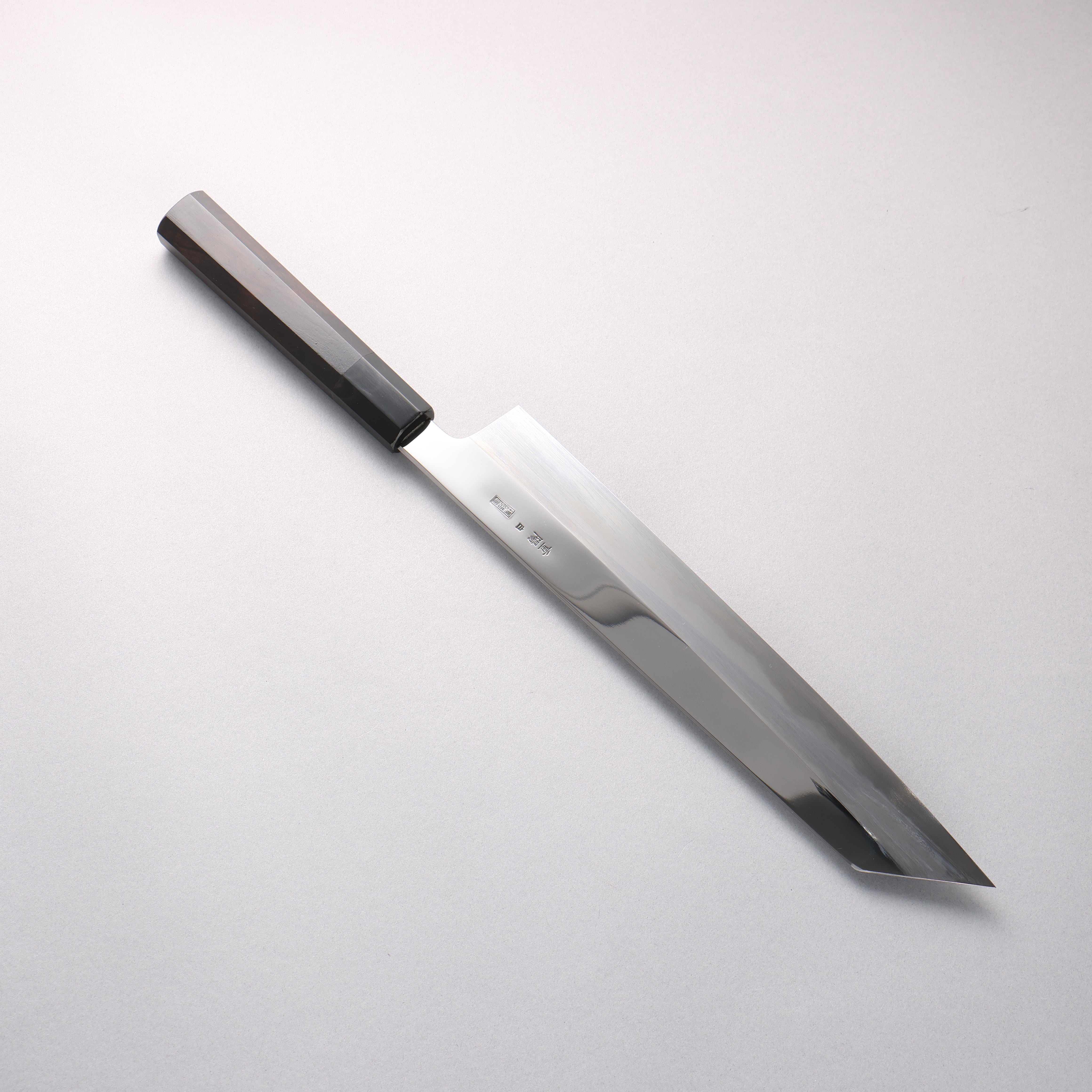 重陽 白鋼 鏡面處理 切付牛刀 270mm 黑檀 (口輪:黑水牛角) 握把 - 清助刃物