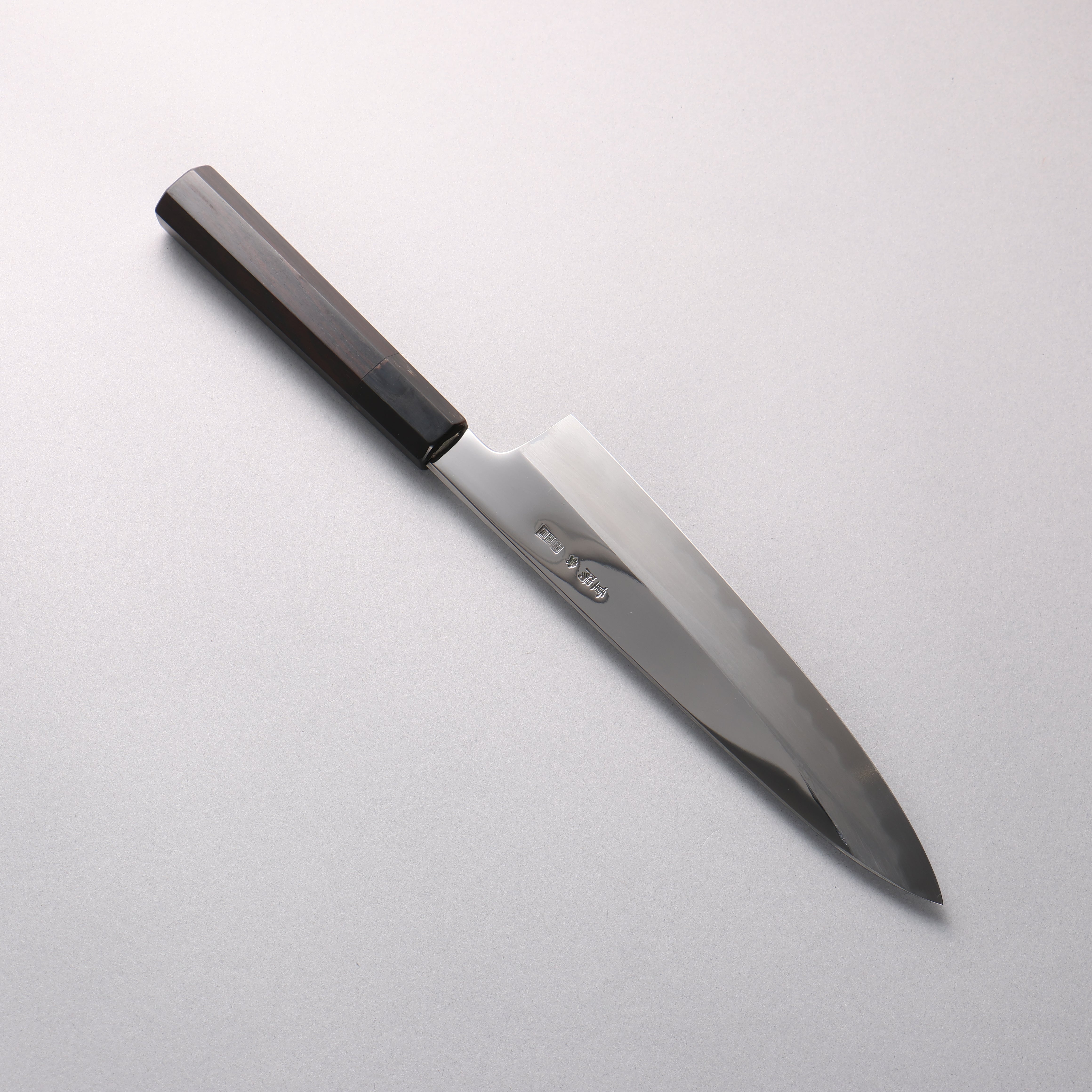 重陽 青鋼一號 鏡面處理 牛刀 210mm 黑檀 (口輪:黑水牛角) 握把 - 清助刃物