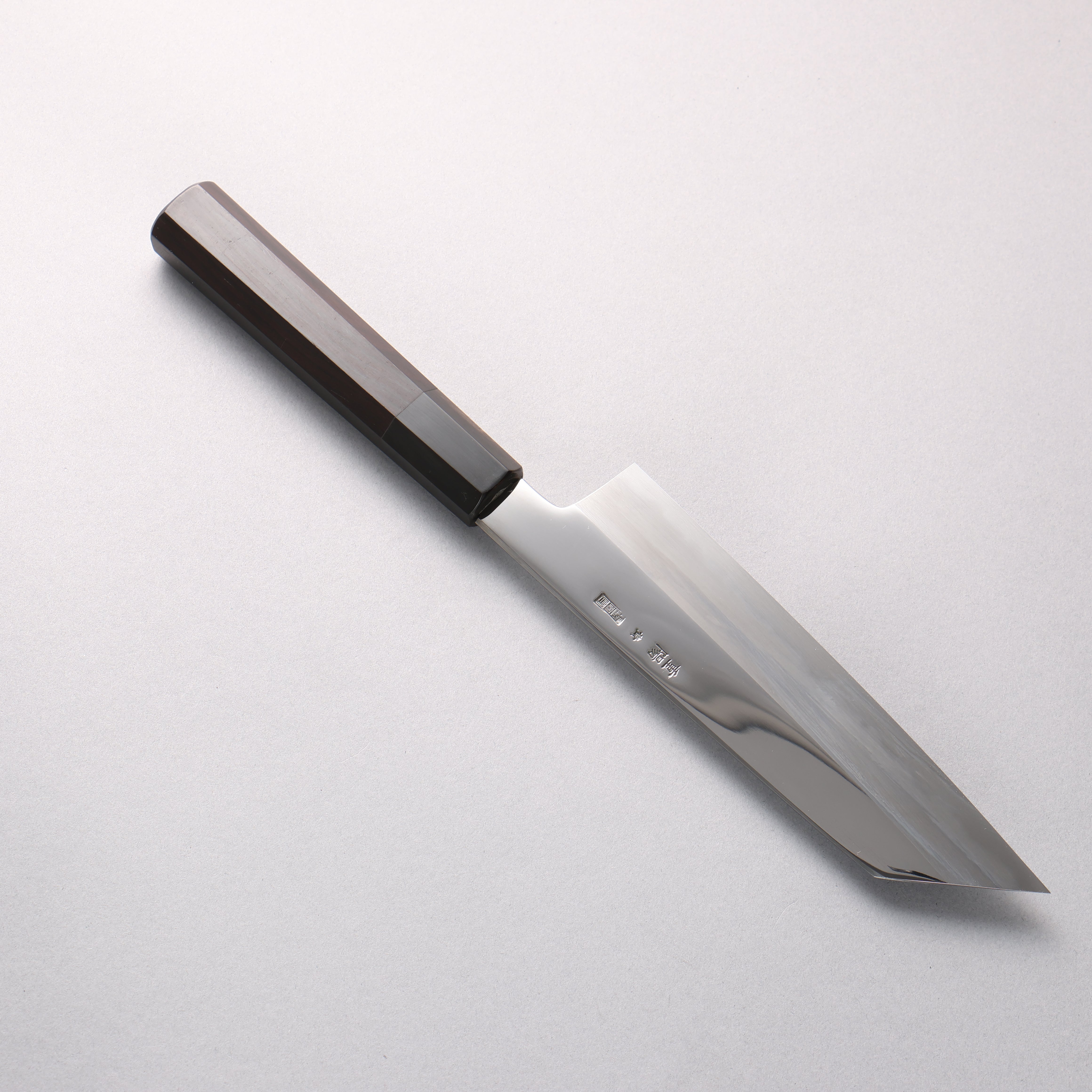 重陽 青鋼一號 鏡面處理 切付三德刀 180mm 黑檀 (口輪:黑水牛角) 握把 - 清助刃物