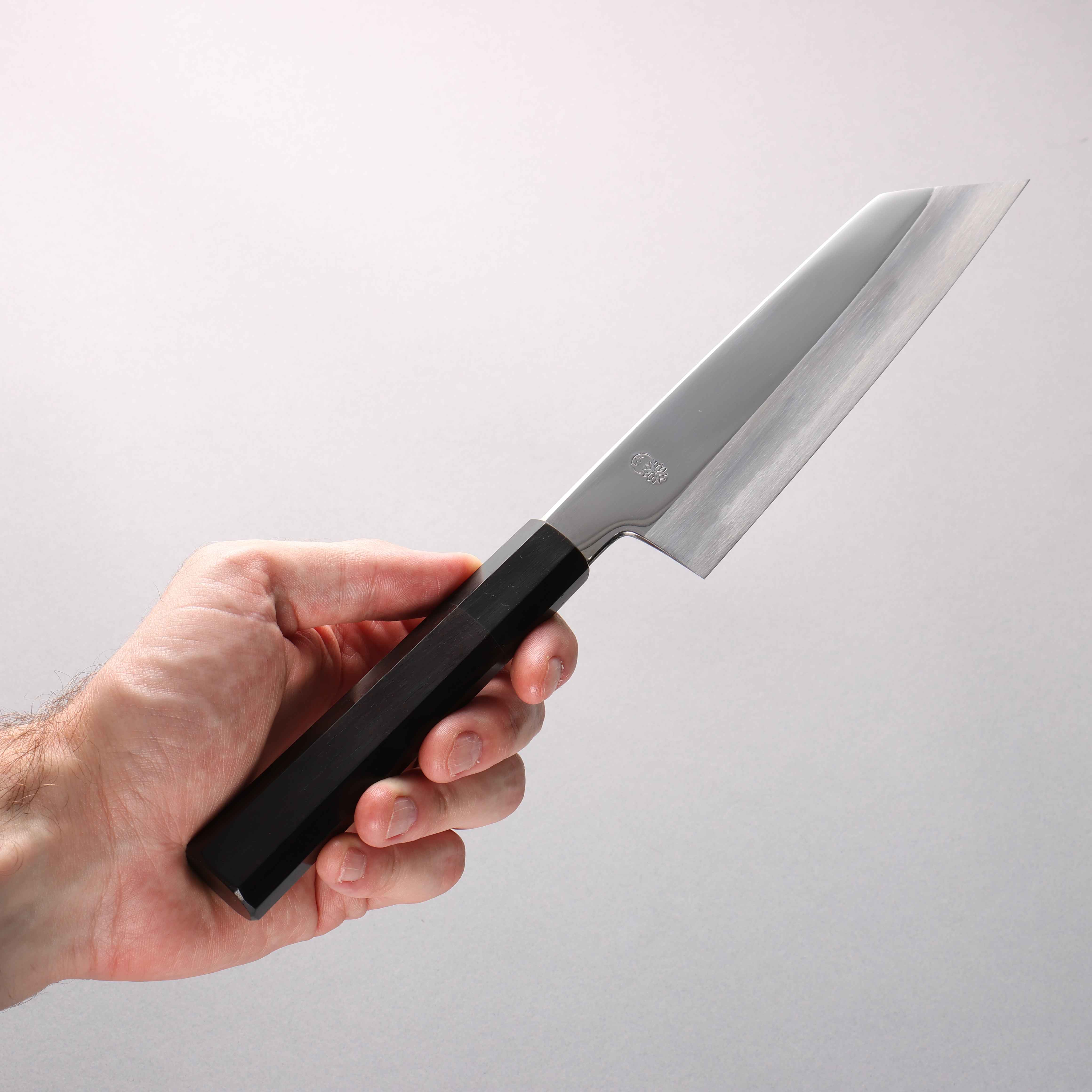 重陽 青鋼一號 鏡面處理 切付三德刀 180mm 黑檀 (口輪:黑水牛角) 握把 - 清助刃物