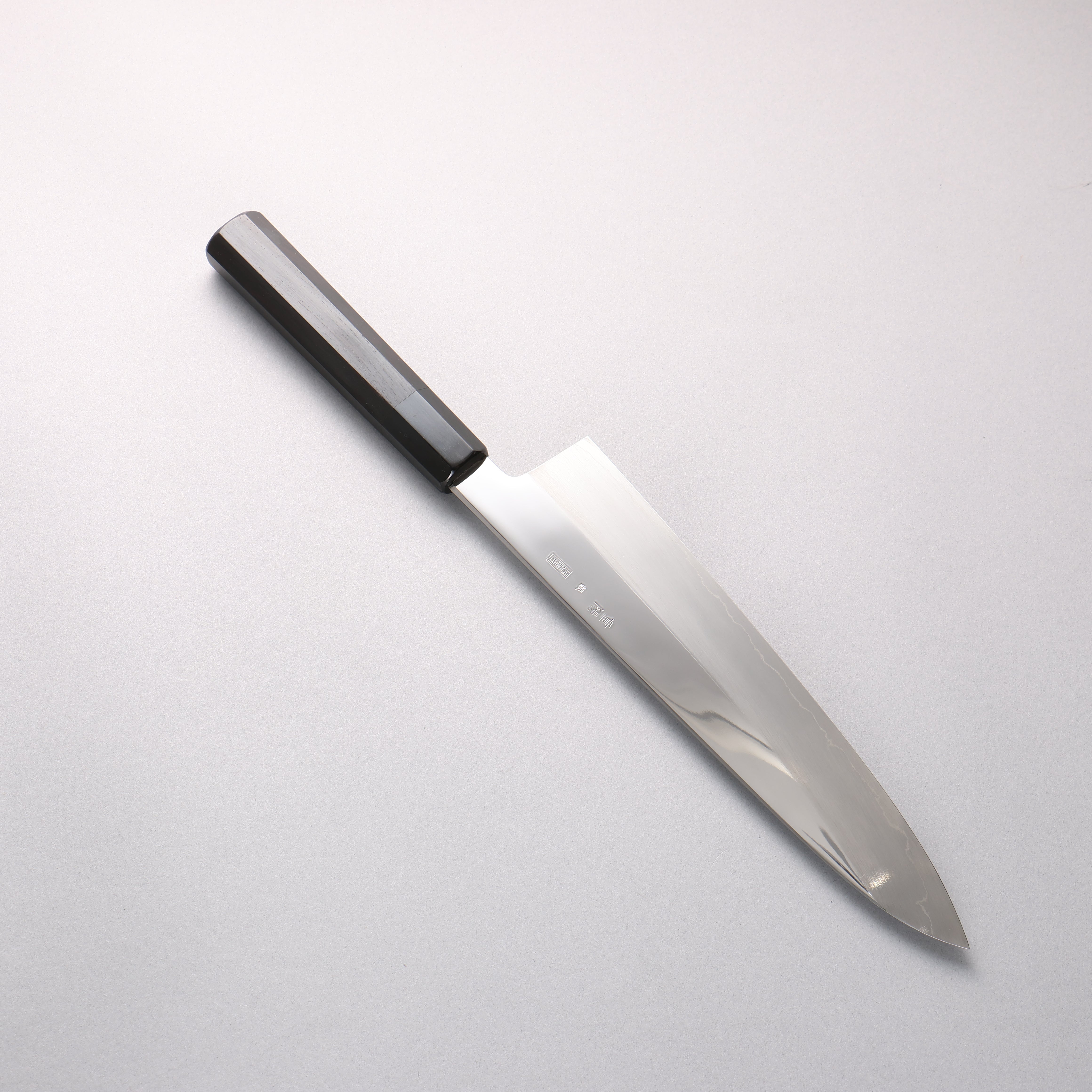 重陽 銀三鋼 鏡面處理 牛刀 240mm 黑檀 (口輪:黑水牛角) 握把 - 清助刃物