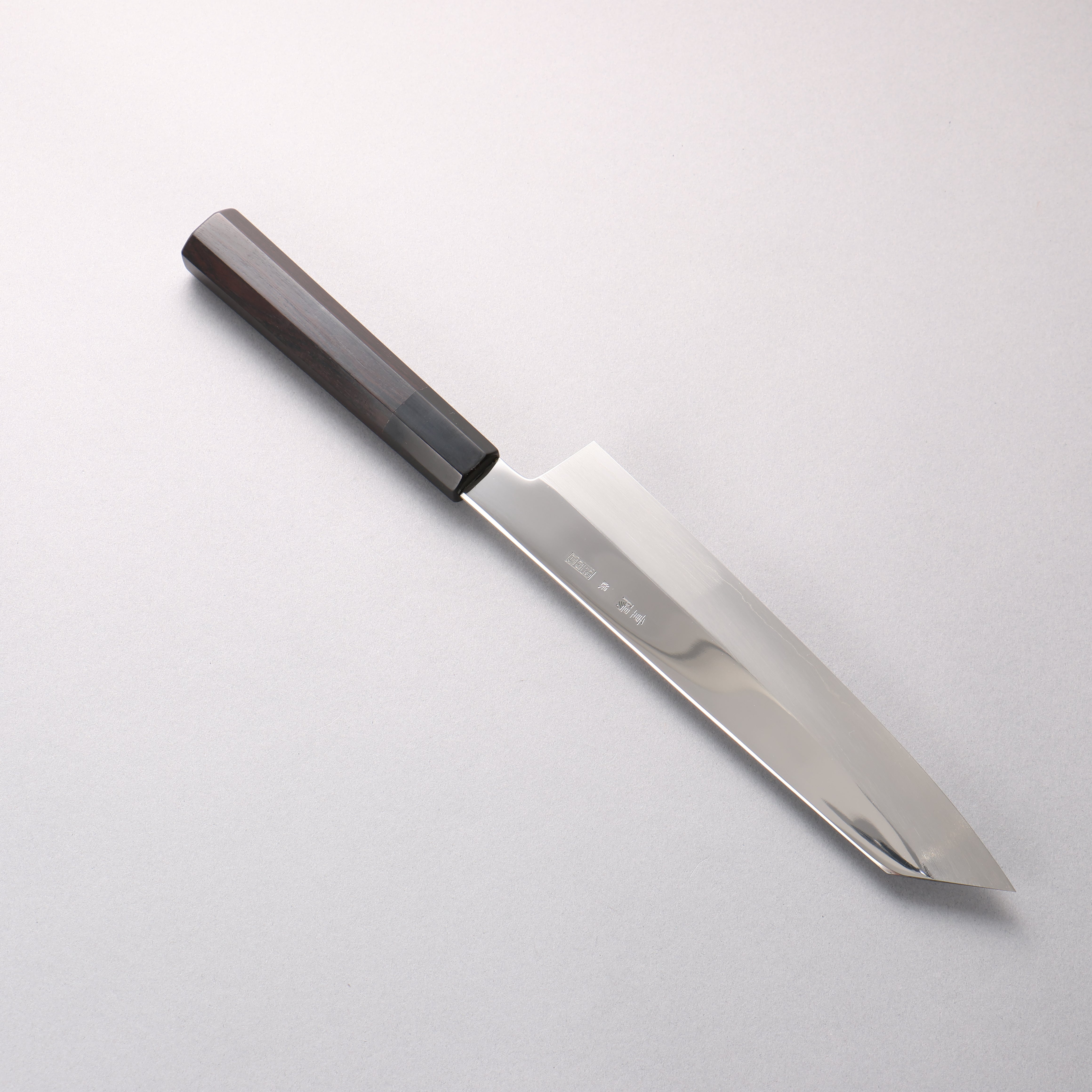 重陽 銀三鋼 鏡面處理 切付牛刀 210mm 黑檀 (口輪:黑水牛角) 握把 - 清助刃物